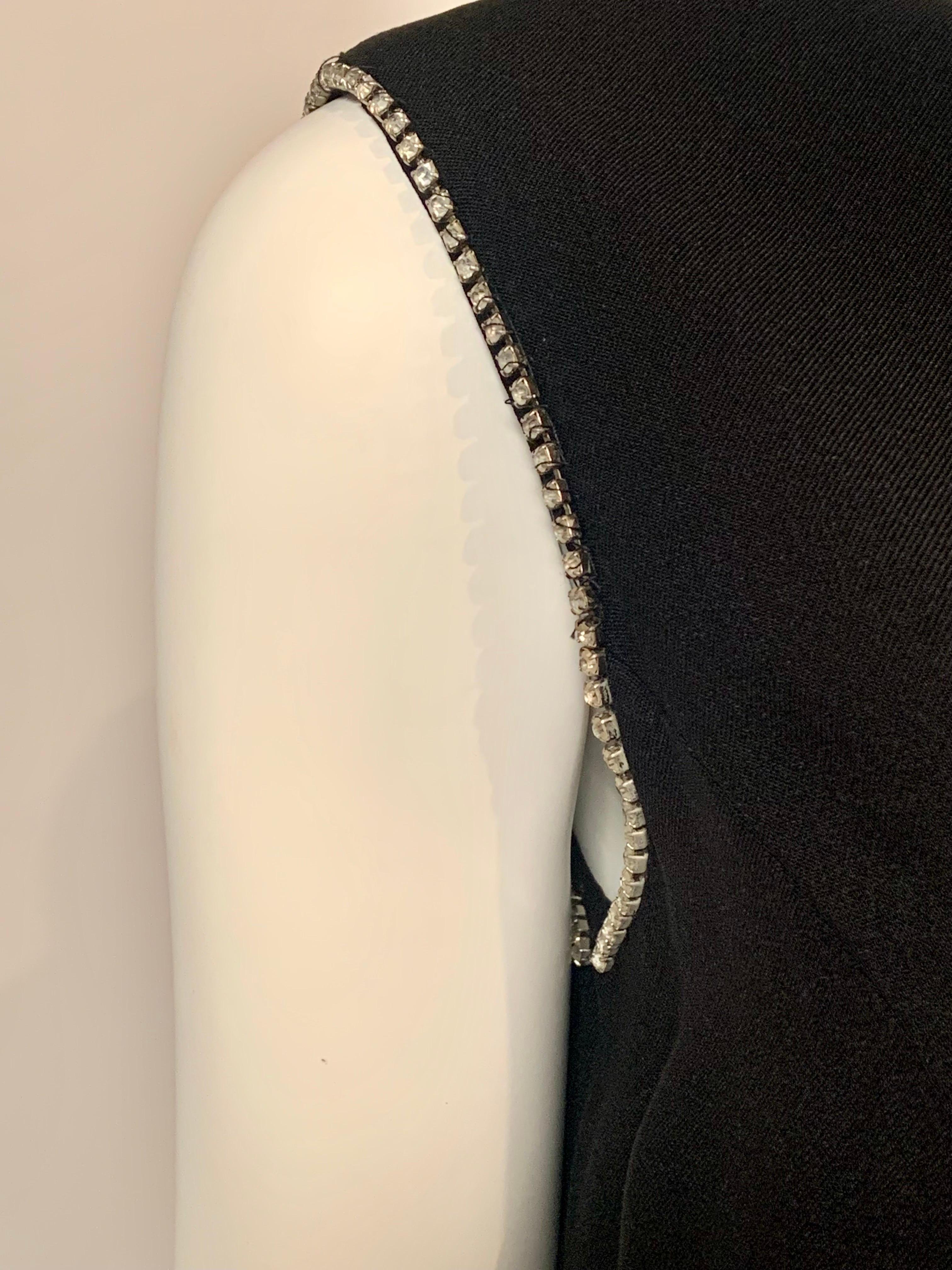 Patullo-Jo Copeland Abendkleid aus schwarzer Wolle und rosafarbenem Satin mit Strassbesatz im Angebot 5