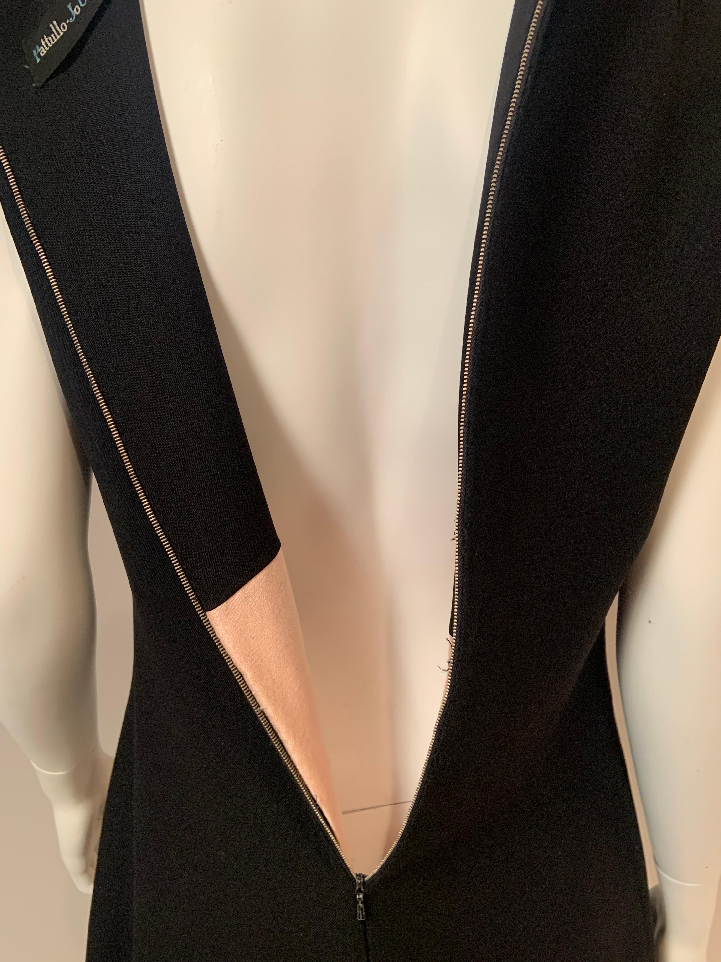 Patullo-Jo Copeland Abendkleid aus schwarzer Wolle und rosafarbenem Satin mit Strassbesatz im Angebot 6