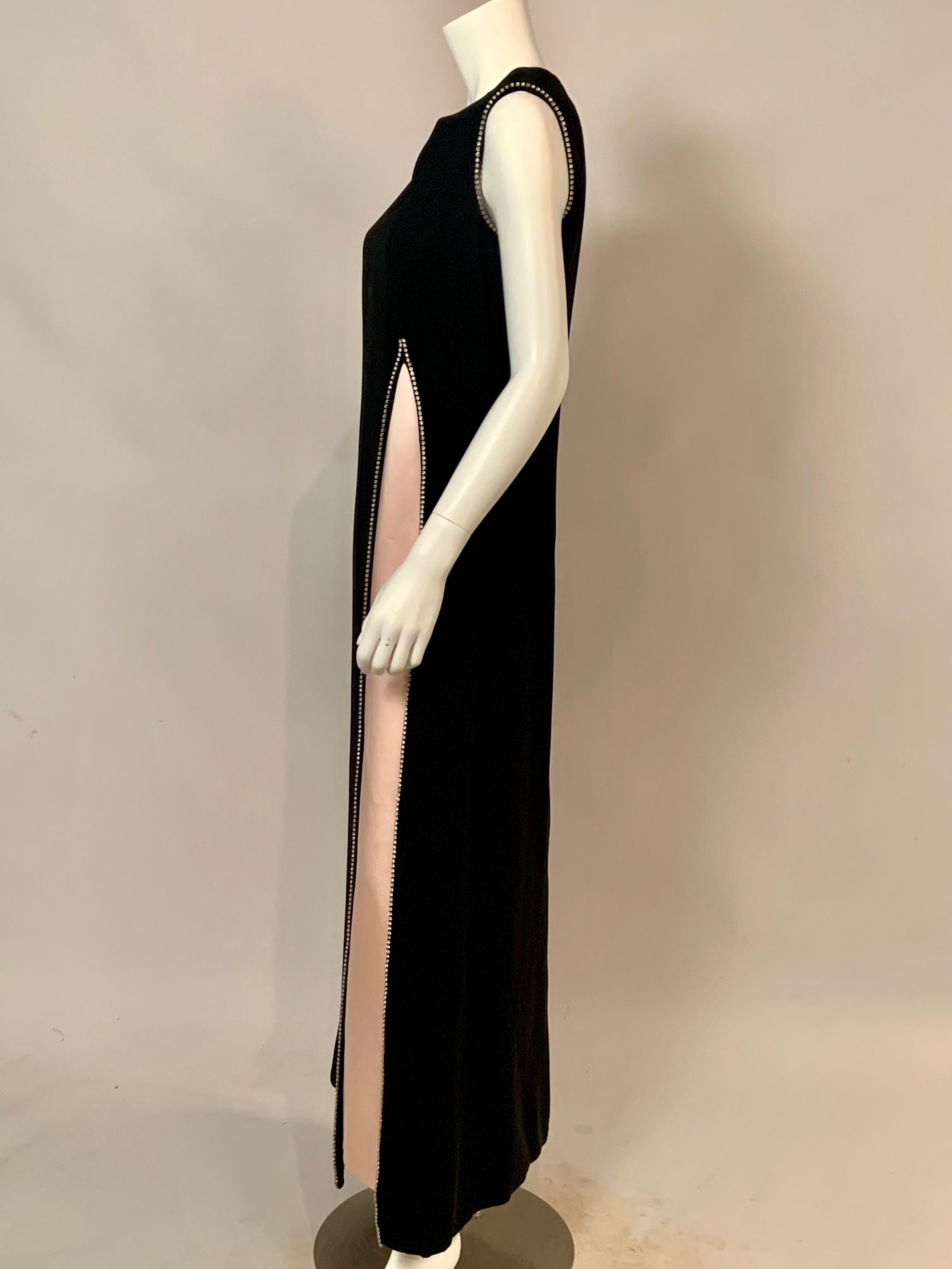 Patullo-Jo Copeland Abendkleid aus schwarzer Wolle und rosafarbenem Satin mit Strassbesatz im Angebot 1