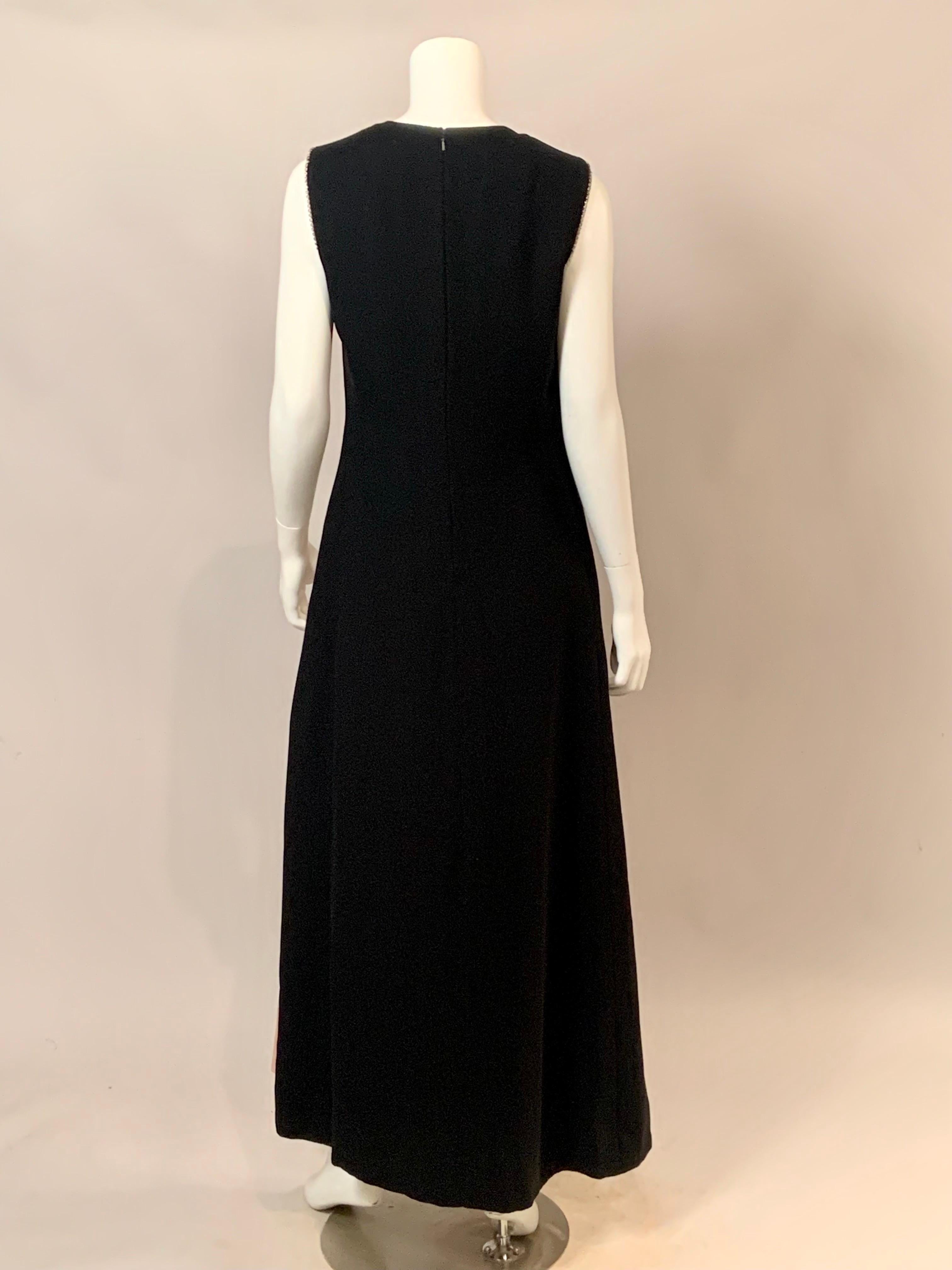 Patullo-Jo Copeland Abendkleid aus schwarzer Wolle und rosafarbenem Satin mit Strassbesatz im Angebot 4