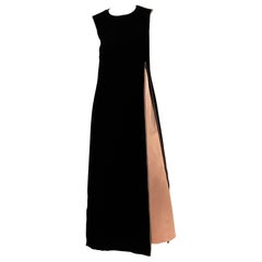 Vintage Patullo-Jo Copeland Rhinestone Trimmed Black Wool and Pink Satin Evening Dress