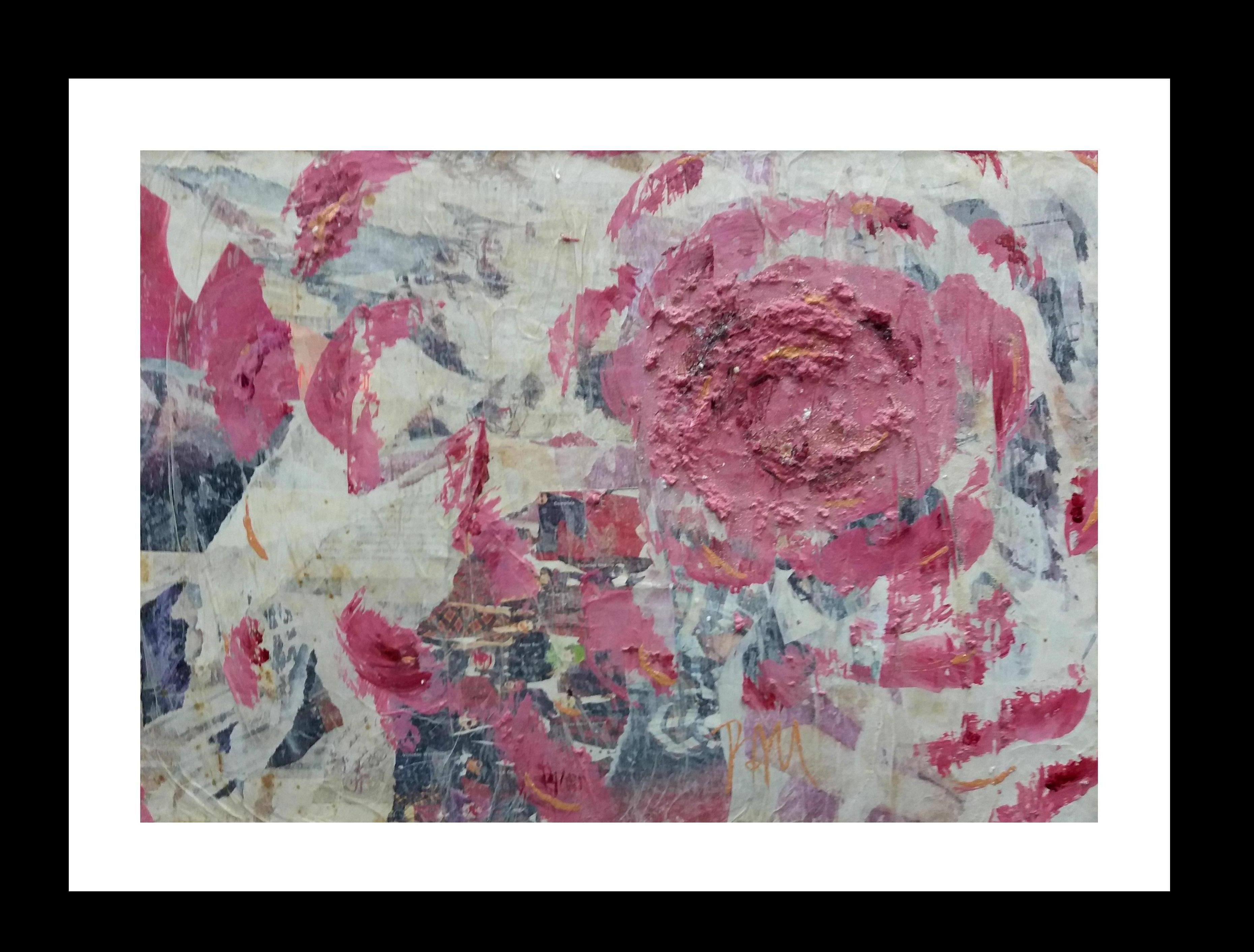 Pau Alemany  Rosas pintura contemporánea original en técnica mixta en venta 1