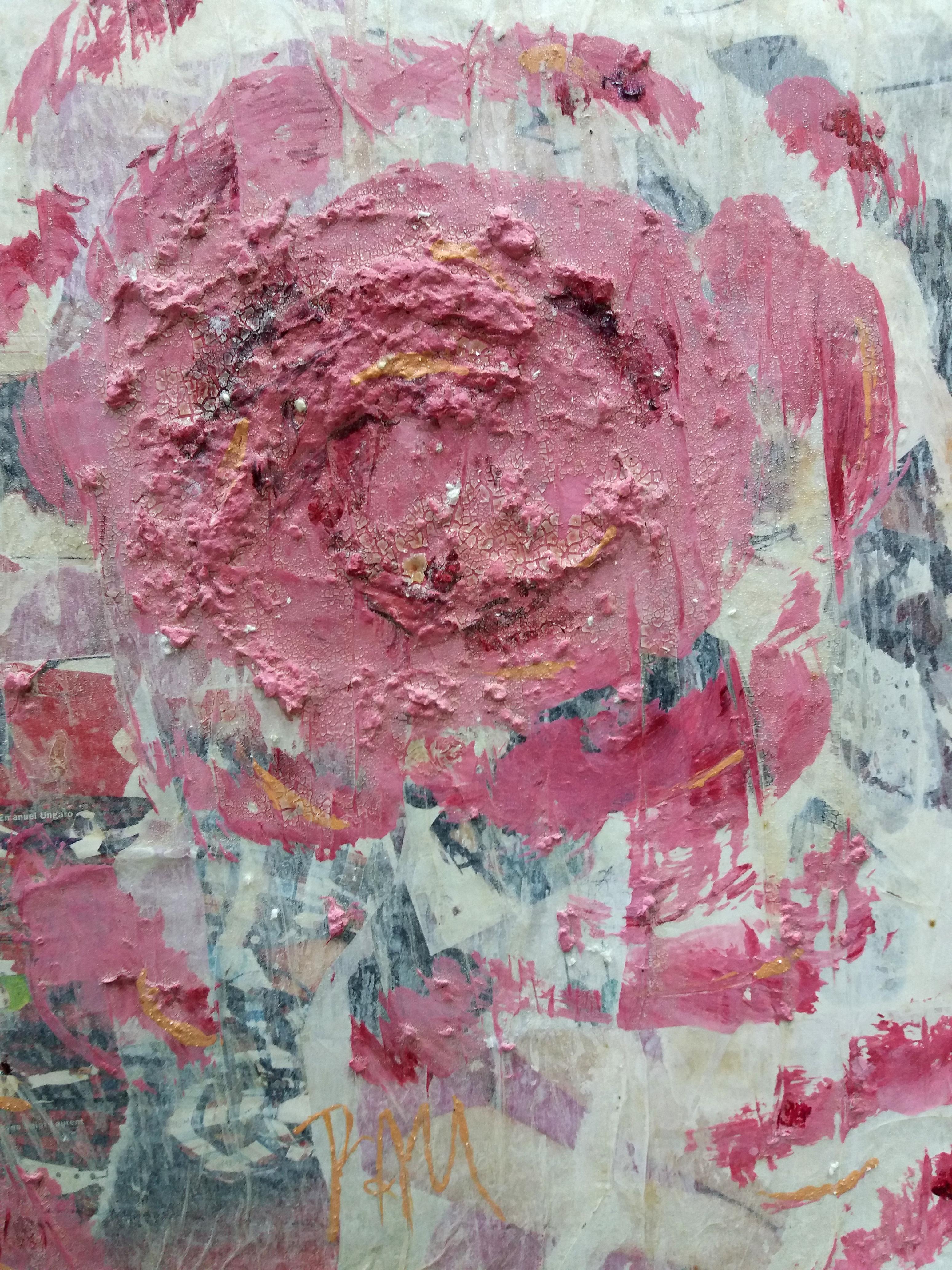 Pau Alemany  Rosas pintura contemporánea original en técnica mixta en venta 3