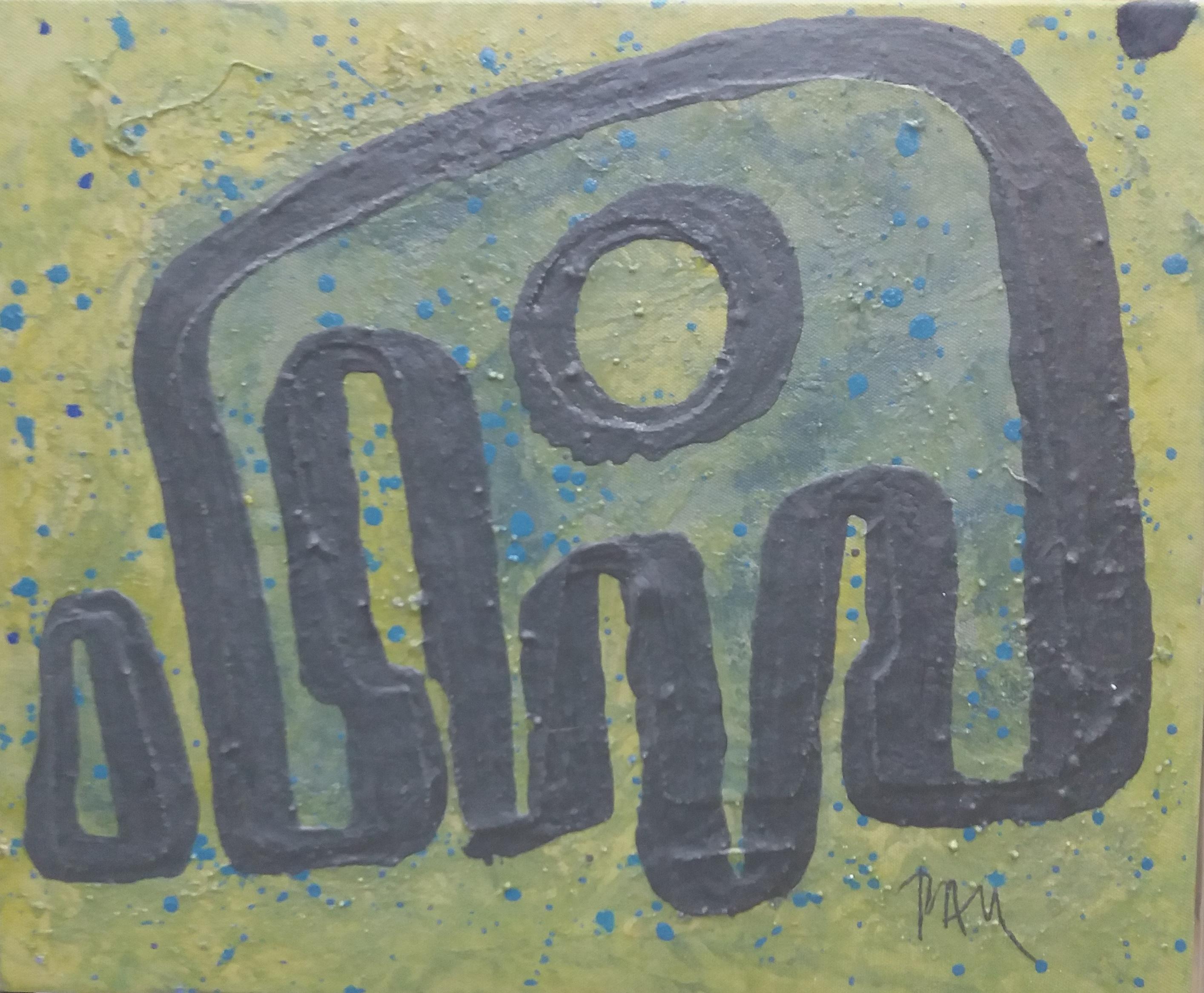 Pau Alemany 5 Green Chopin original abstrakte gemischte Medien Gemälde im Angebot 2