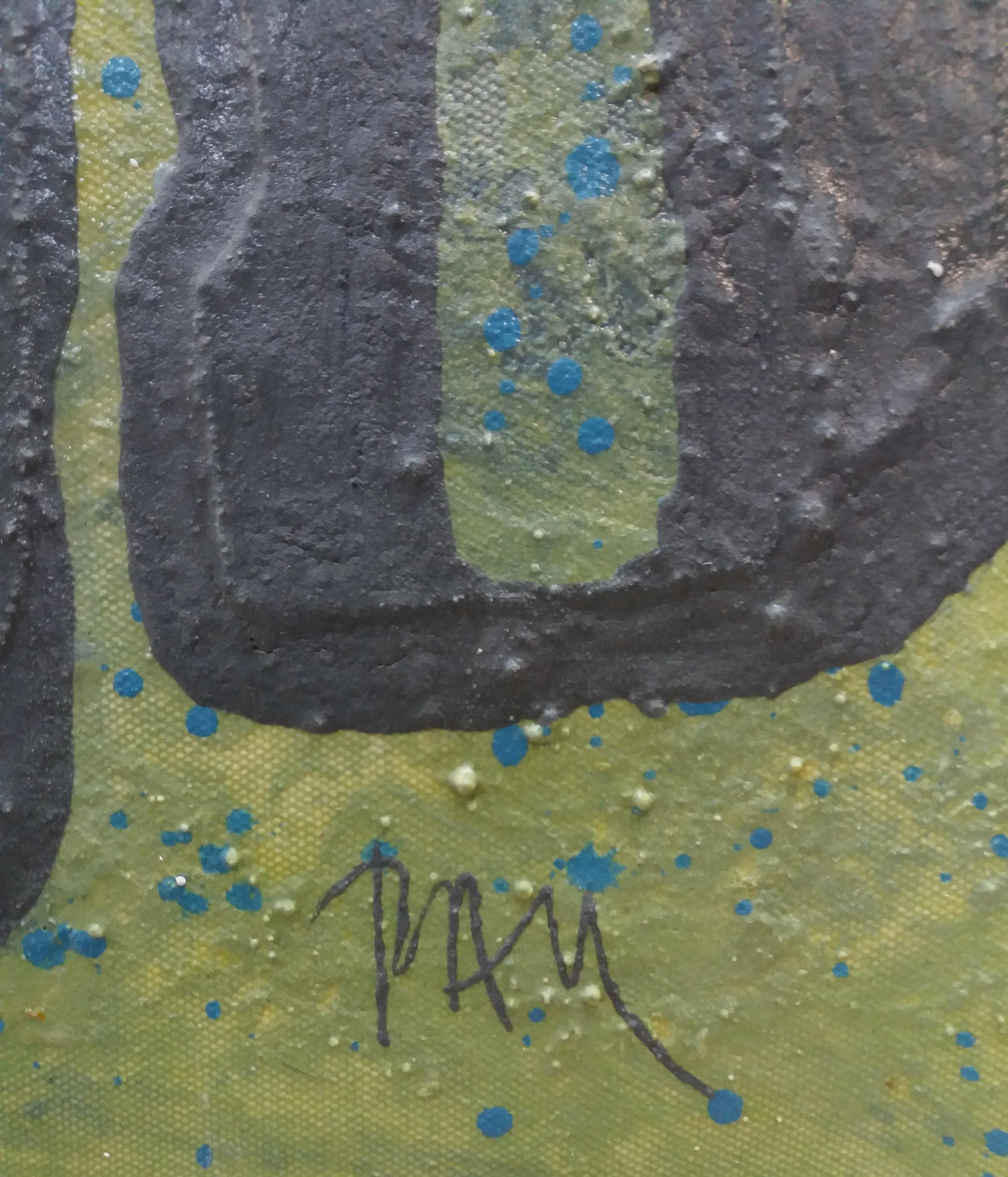 Pau Alemany 5 Green Chopin original abstrakte gemischte Medien Gemälde im Angebot 3