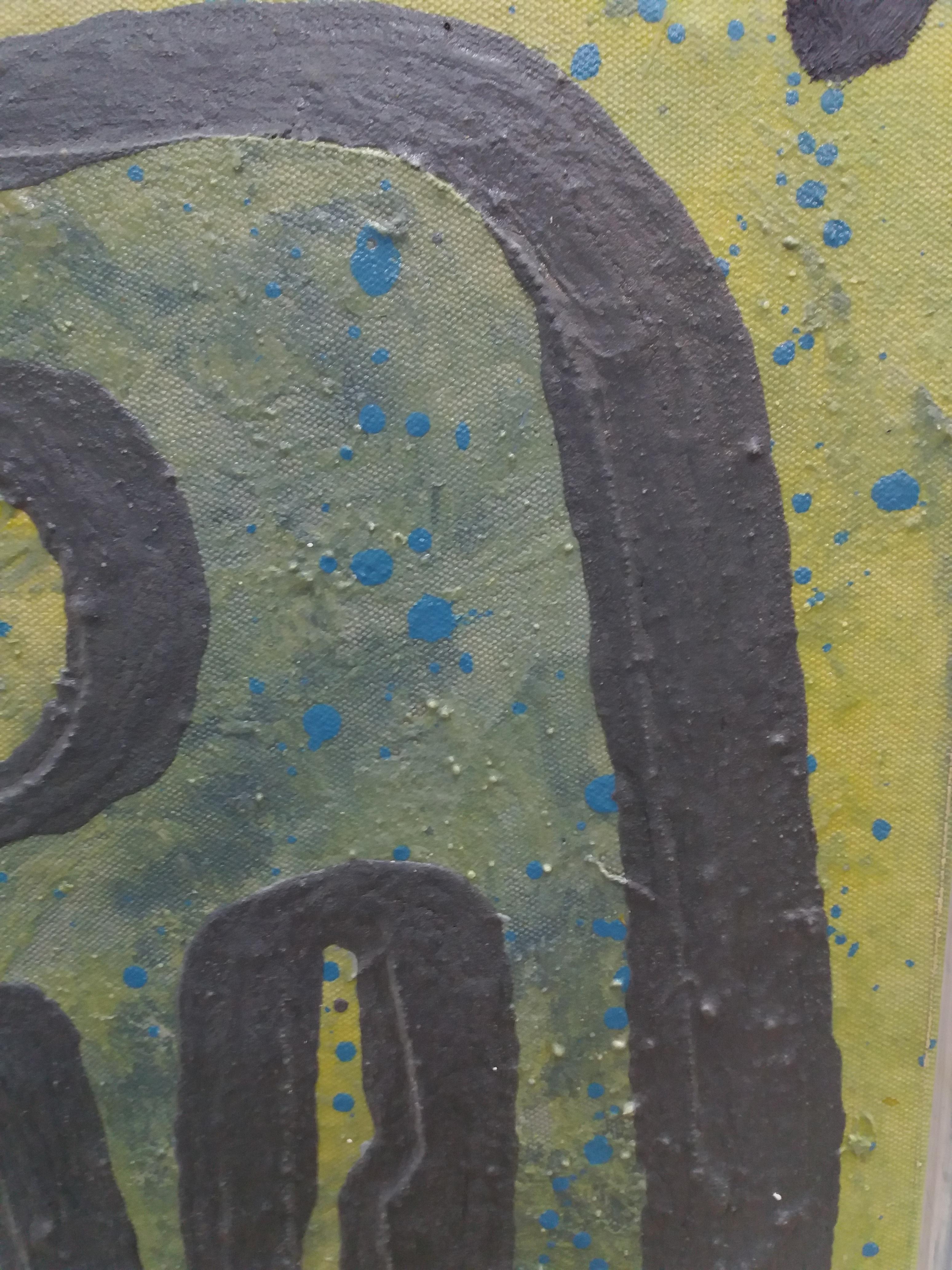 Pau Alemany 5 Green Chopin original abstrakte gemischte Medien Gemälde im Angebot 4