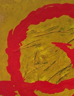 Pau Alemany Square RED YELLOW GOLDEN original abstract mixed media