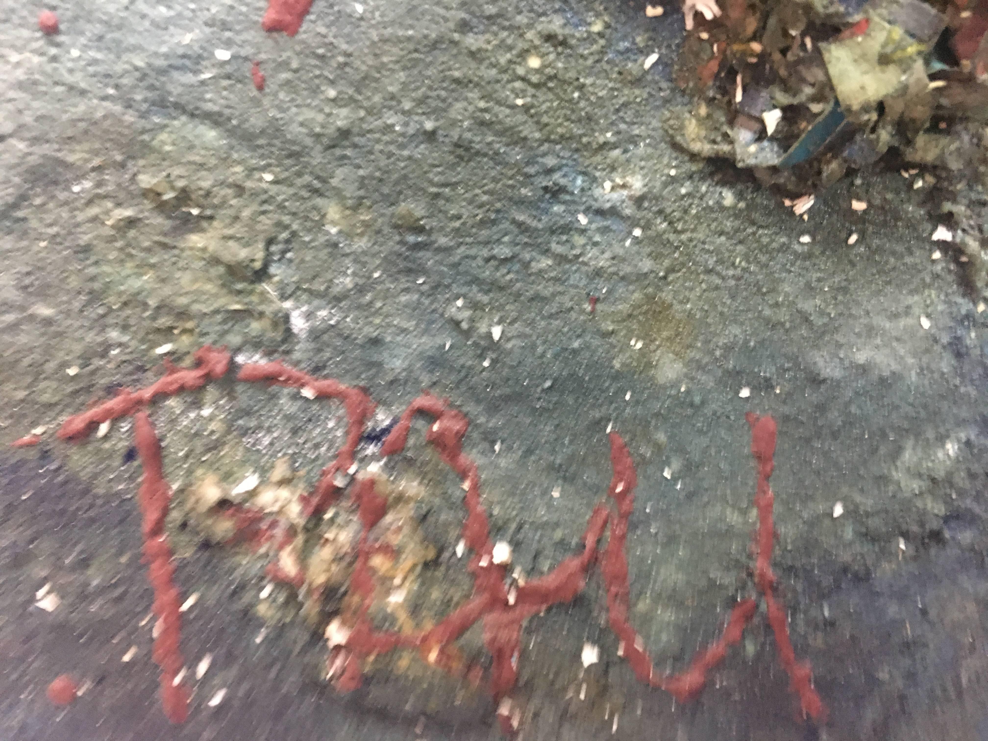 PAU ALEMANY  Blau  Bigli   original abstraktes gemischtes leinwandgemälde (Schwarz), Abstract Painting, von Pau Alemany