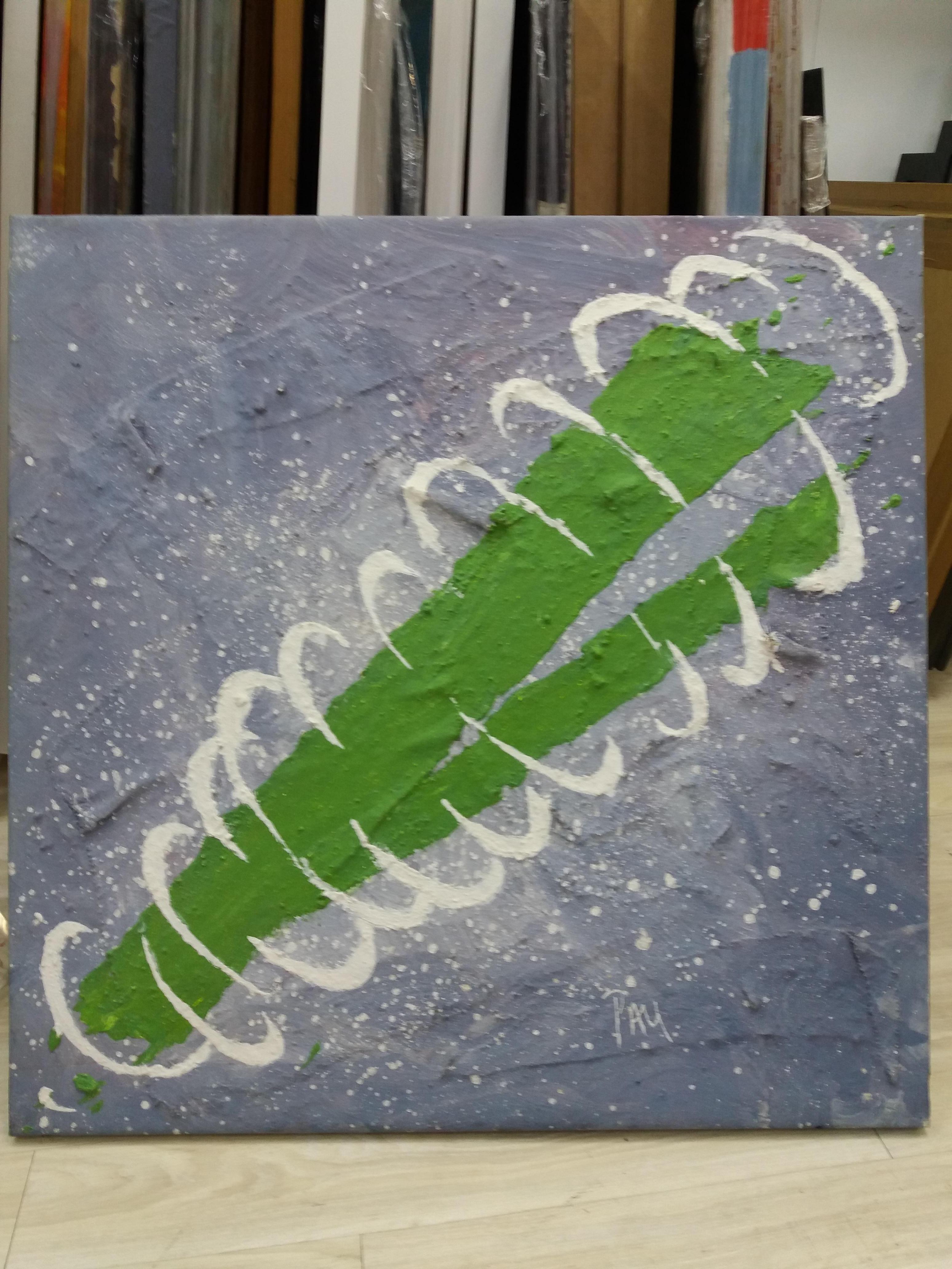 PAU Alemany  Square  Big.  original abstract mixed media canvas painting - Painting by Pau Alemany