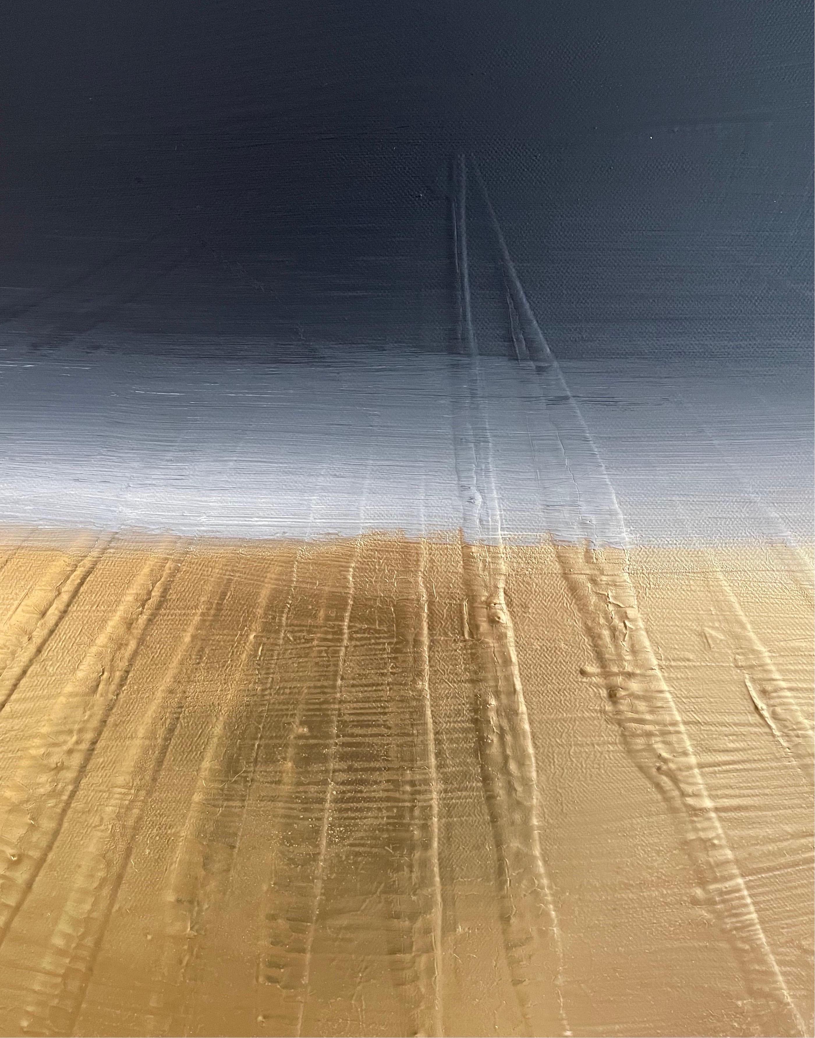Pau Escat ABSTRACT Obra De Arte Paisaje C rculo Oro Y Azul Oscuro 