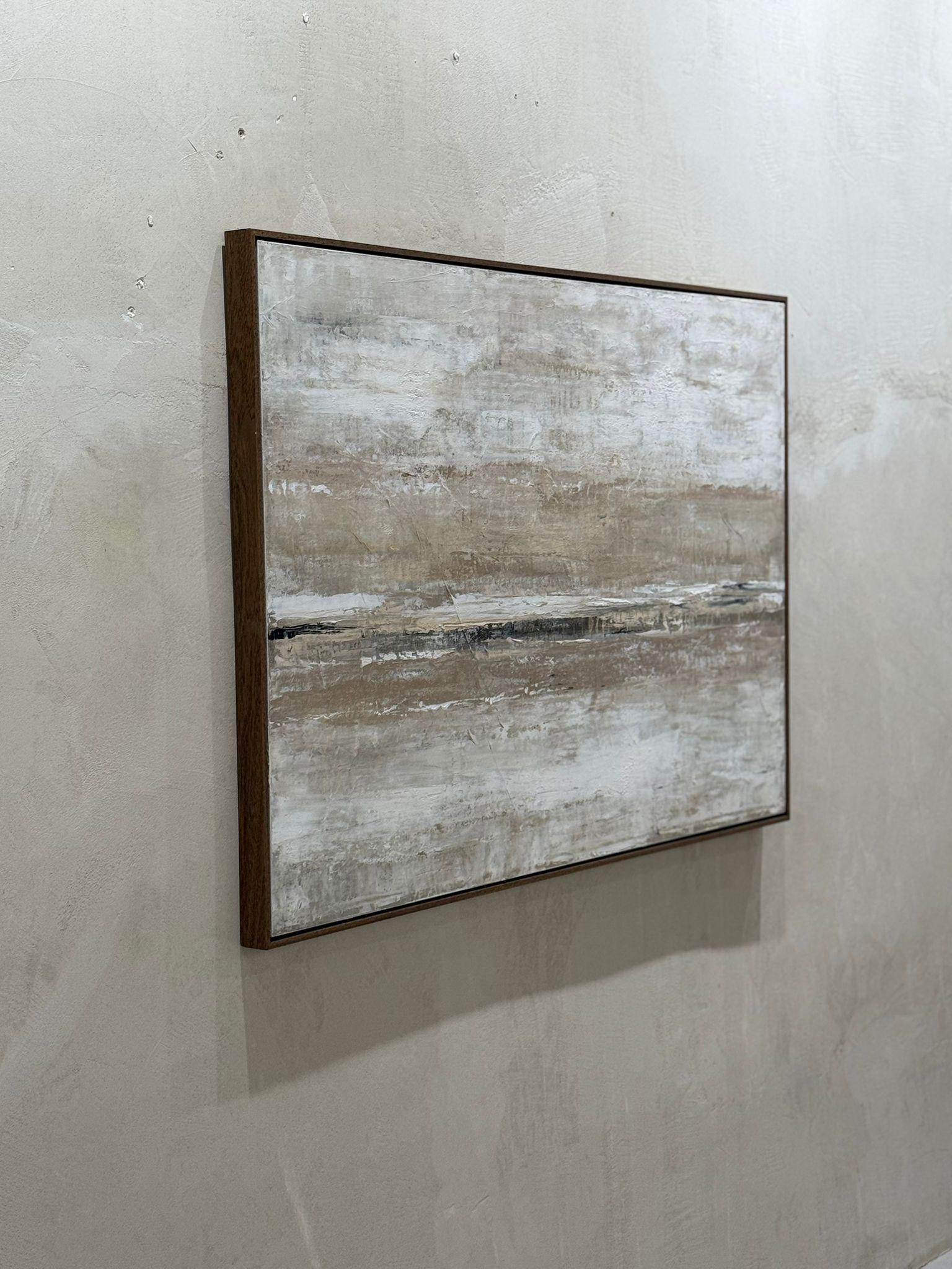 Abstract Desert Horizon, Textured Abstract Landscape Painting by Pau Escat For Sale 3