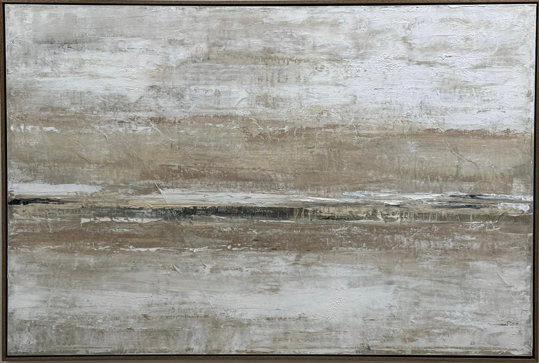 Abstract Desert Horizon, Textured Abstract Landscape Painting by Pau Escat