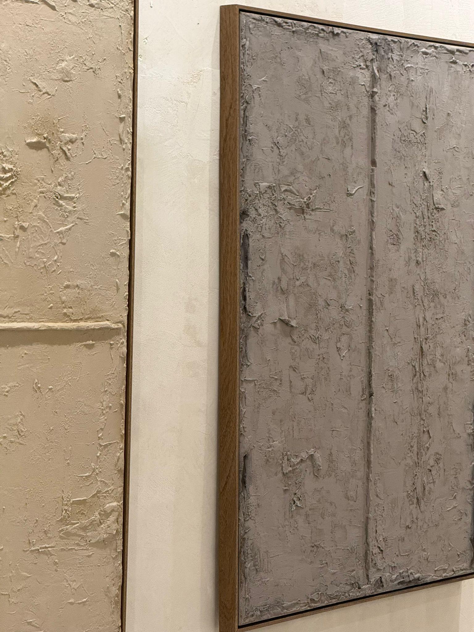 Abstract Diptych Minimalist Landscape Earth Mixed Media on Canvas by Pau Escat For Sale 1