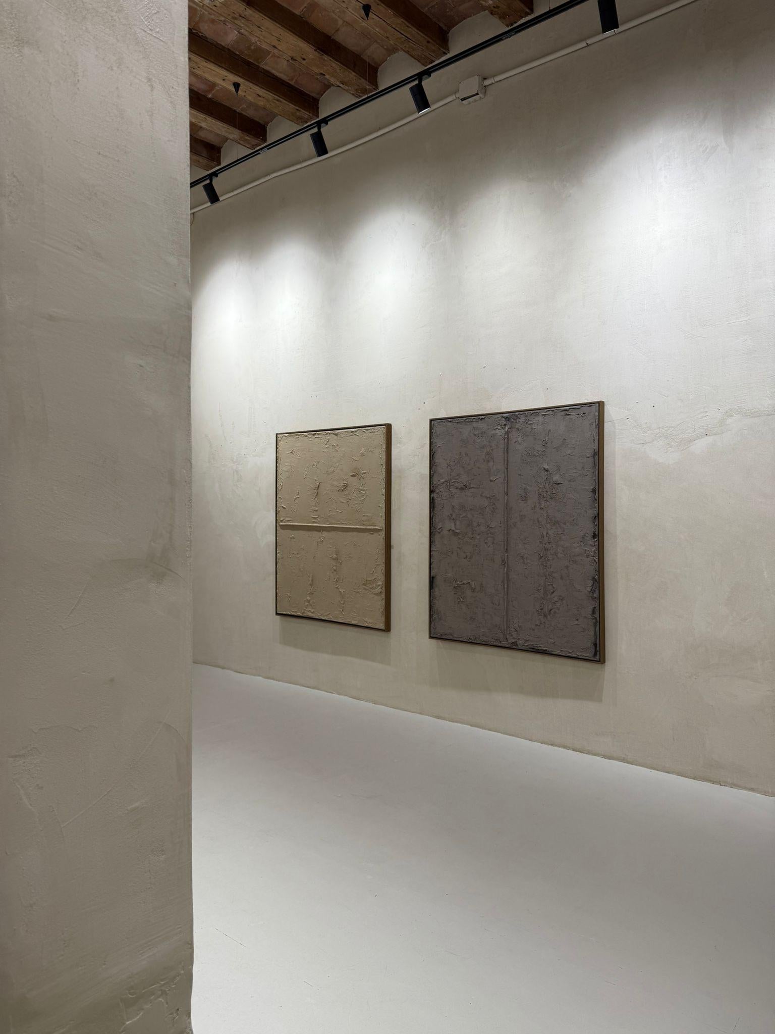 Abstract Diptych Minimalist Landscape Earth Mixed Media on Canvas by Pau Escat For Sale 5