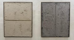 Diptyque abstrait Paysage minimaliste Terre Mixed Media sur toile par Pau Escat