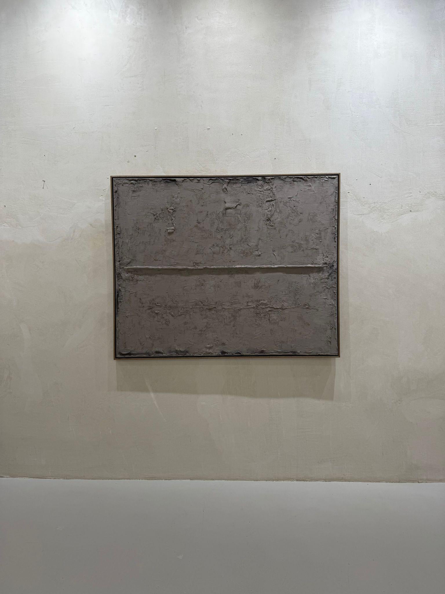 Abstract Landscape Earth Horizon, Textured Monochrome Painting by Pau Escat For Sale 4