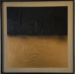 ABSTRACT Painting Black and Gold Landscape Untitled by Pau Escat 2023