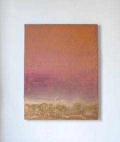 ABSTRACT Gemälde mit Textur aus Terrakota und Goldfarbe des spanischen Künstlers Pau Escat