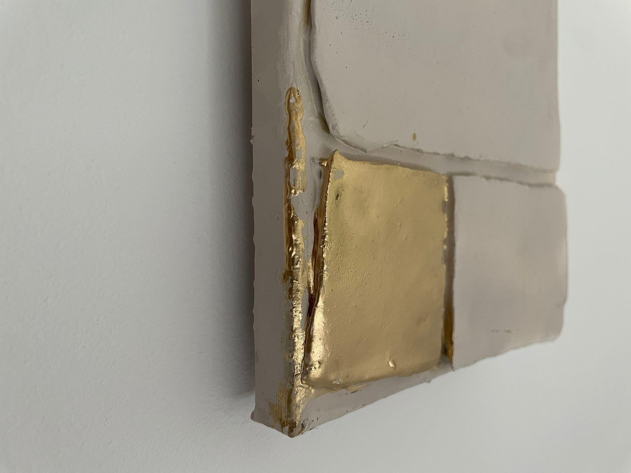 ABSTRACT Pintura Oro Blanco Artista Español Contemporáneo Pau Escat 2024 en venta 2
