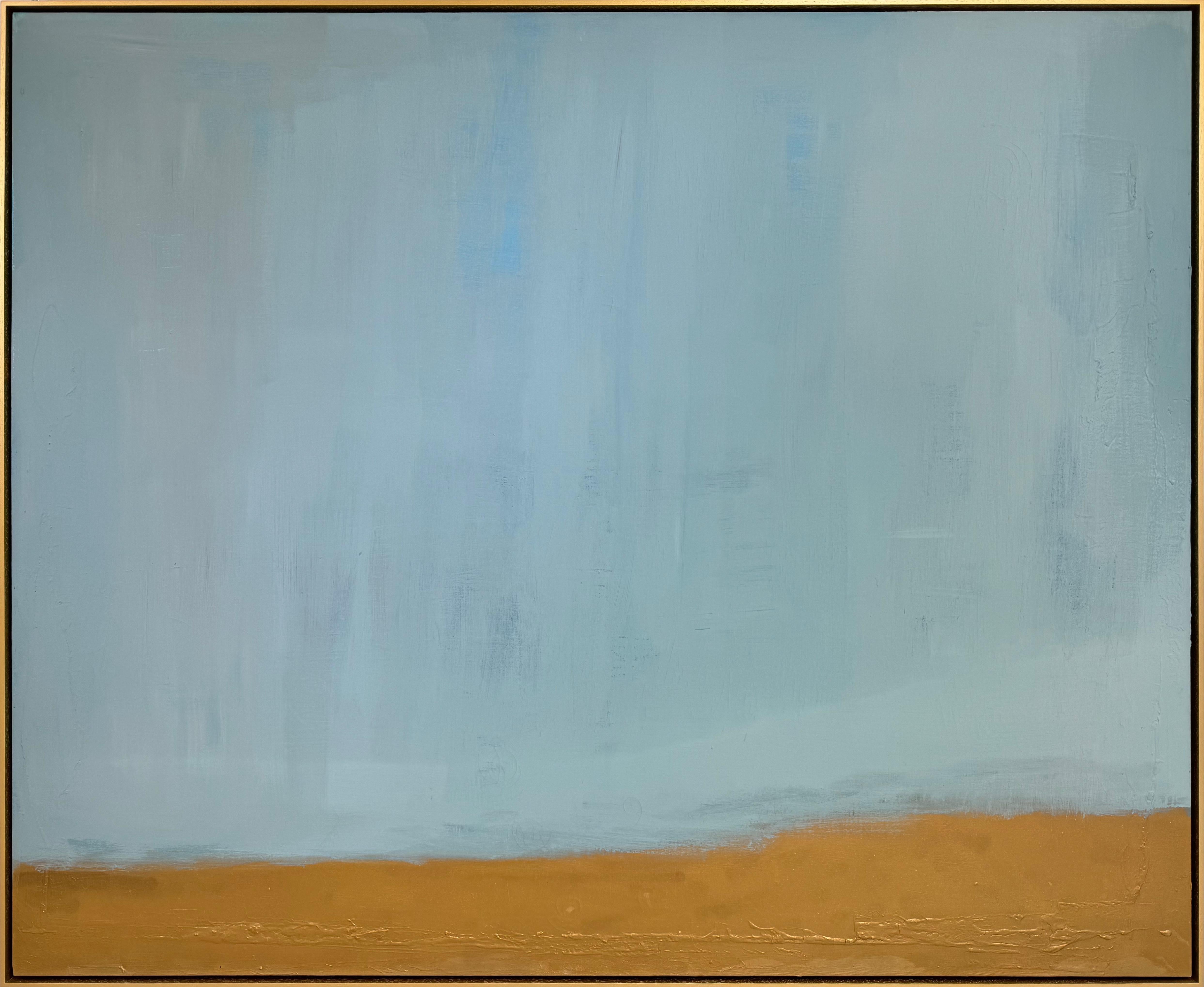 Sin título (2022), de Pau Escat  Pintura abstracta de un paisaje con textura dorada