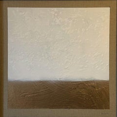 ABSTRACT Artwork Landscape linen and gold color Untitled by Pau Escat 2023