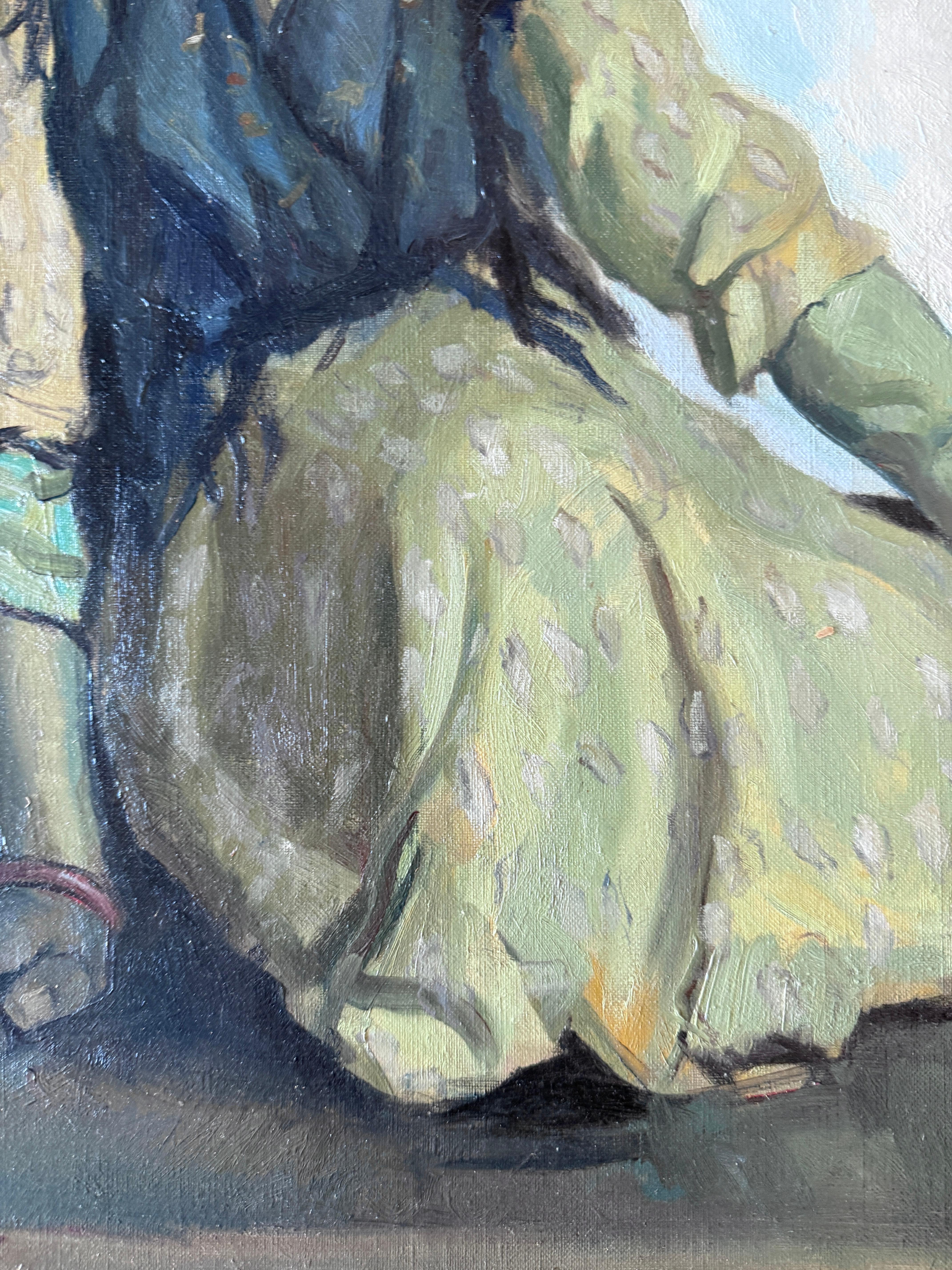 Seated Gypsy Girl oil on canvas painting european art For Sale 1