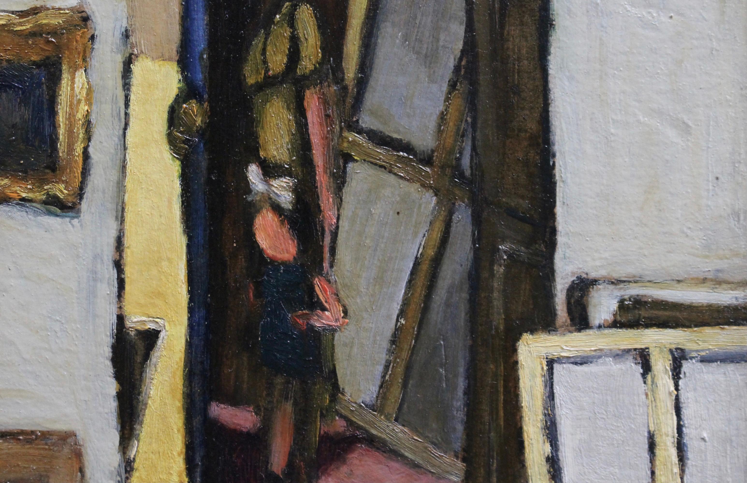 Woman and Child with Windows - Modern Painting by Paul Ackerman