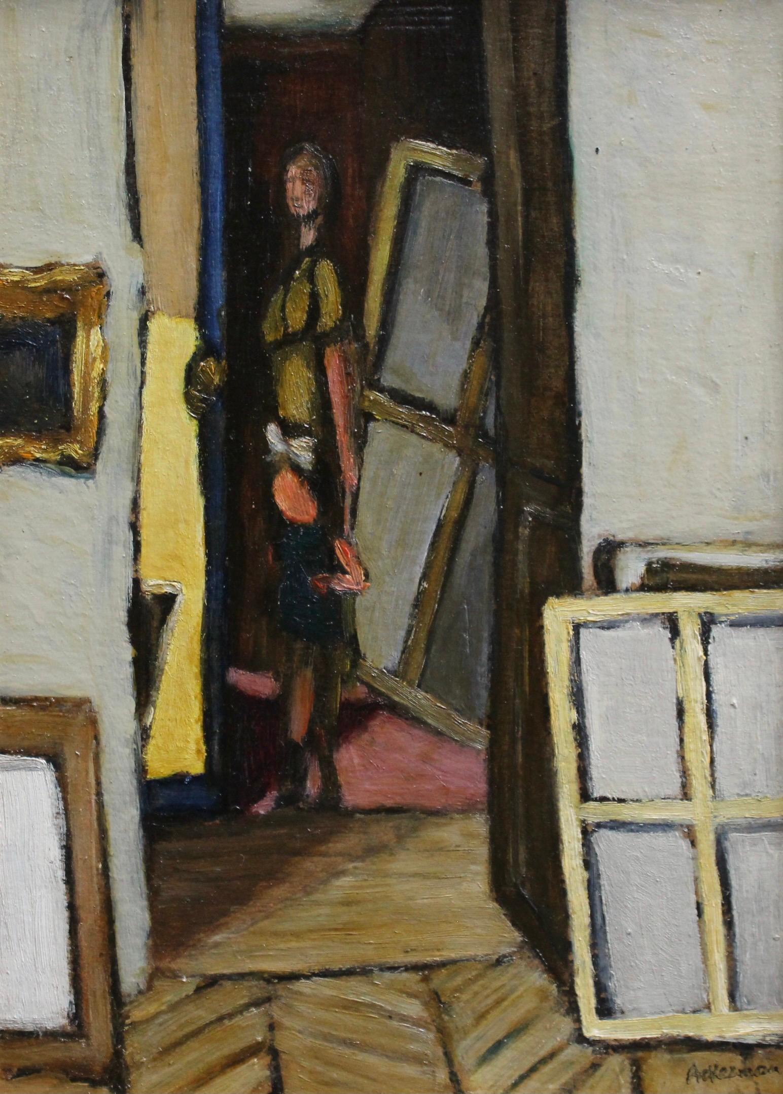 Paul Ackerman Portrait Painting - Woman and Child with Windows