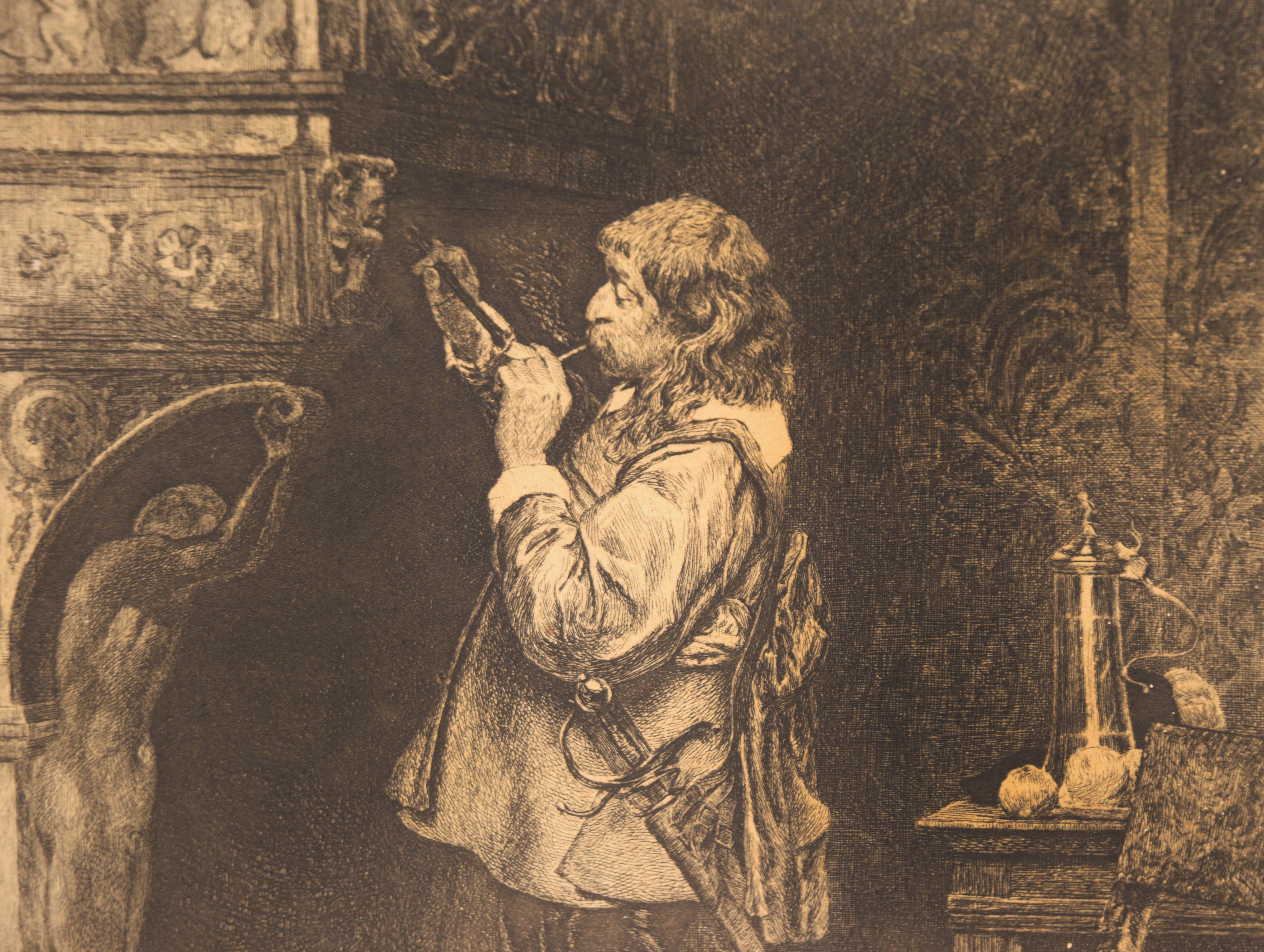 Litografía antigua de Shakespeare  