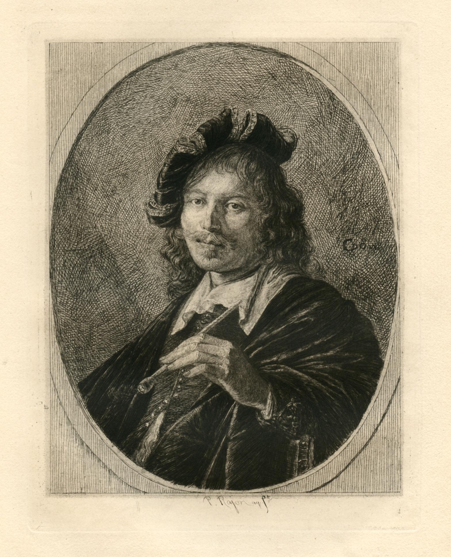 "Gerard Dou's Portrait of Himself" original etching - Print by Paul-Adolphe Rajon