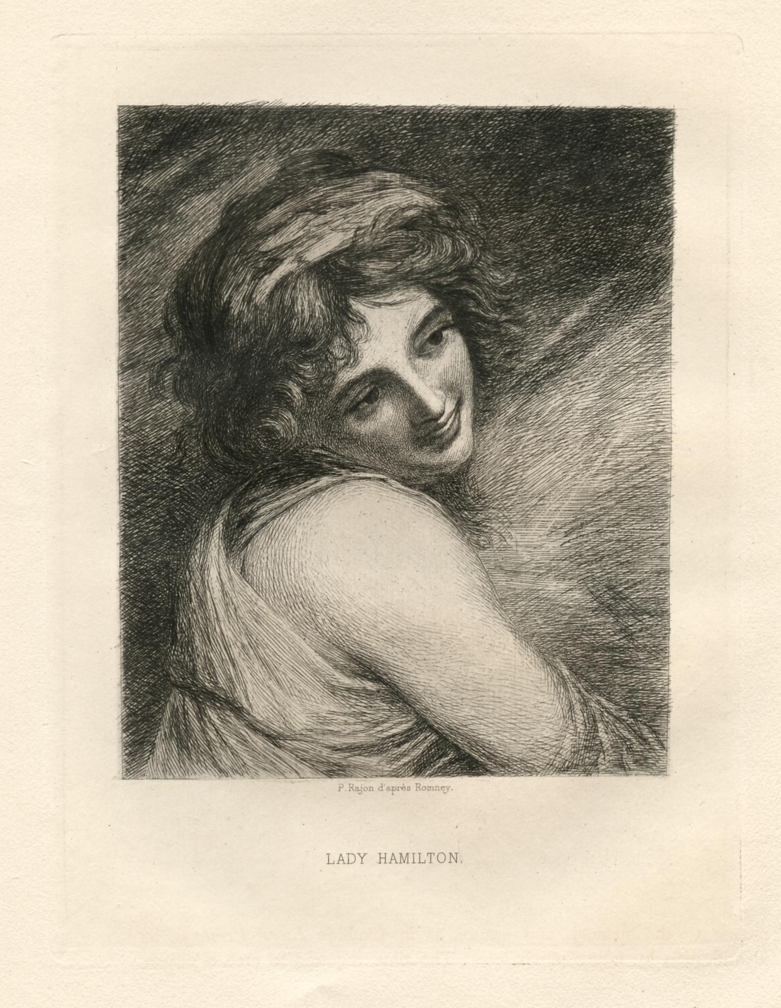 "Lady Hamilton"  etching - Print by Paul-Adolphe Rajon