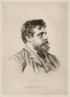 Sir Lawrence Alma-Tadema, Pre-Raphaelite, portrait etching by Paul Adolphe Rajon