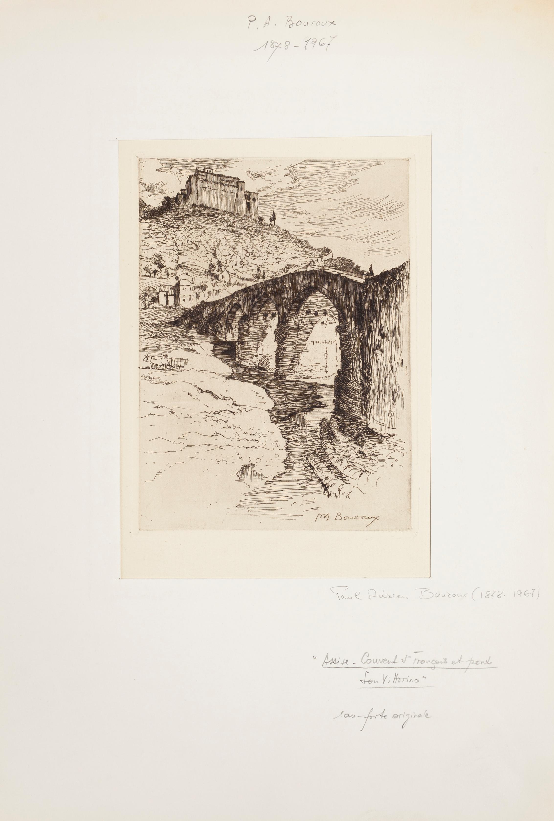 The Bridge - Original Etching by P, A, Bouroux - First Half of 20th Century - Print by Paul-Adrien Bouroux