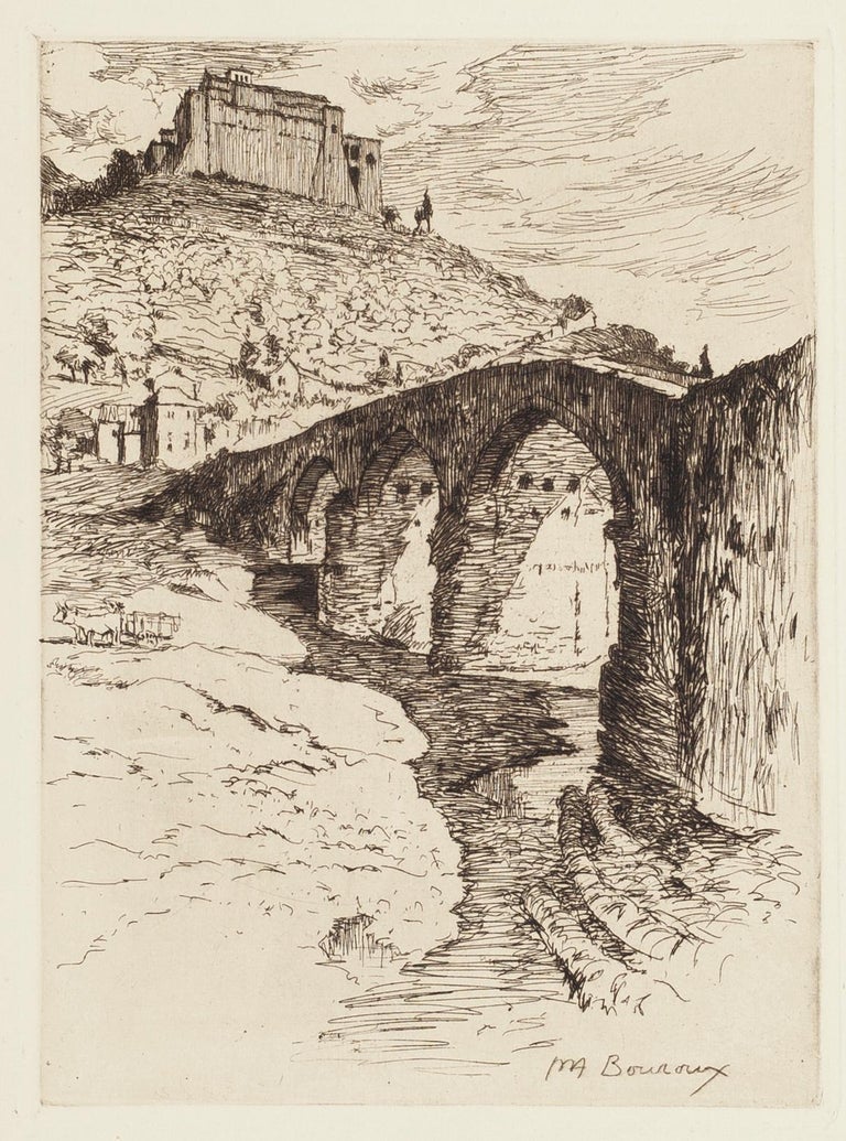 Paul-Adrien Bouroux - The Bridge - Original Etching by P, A, Bouroux ...