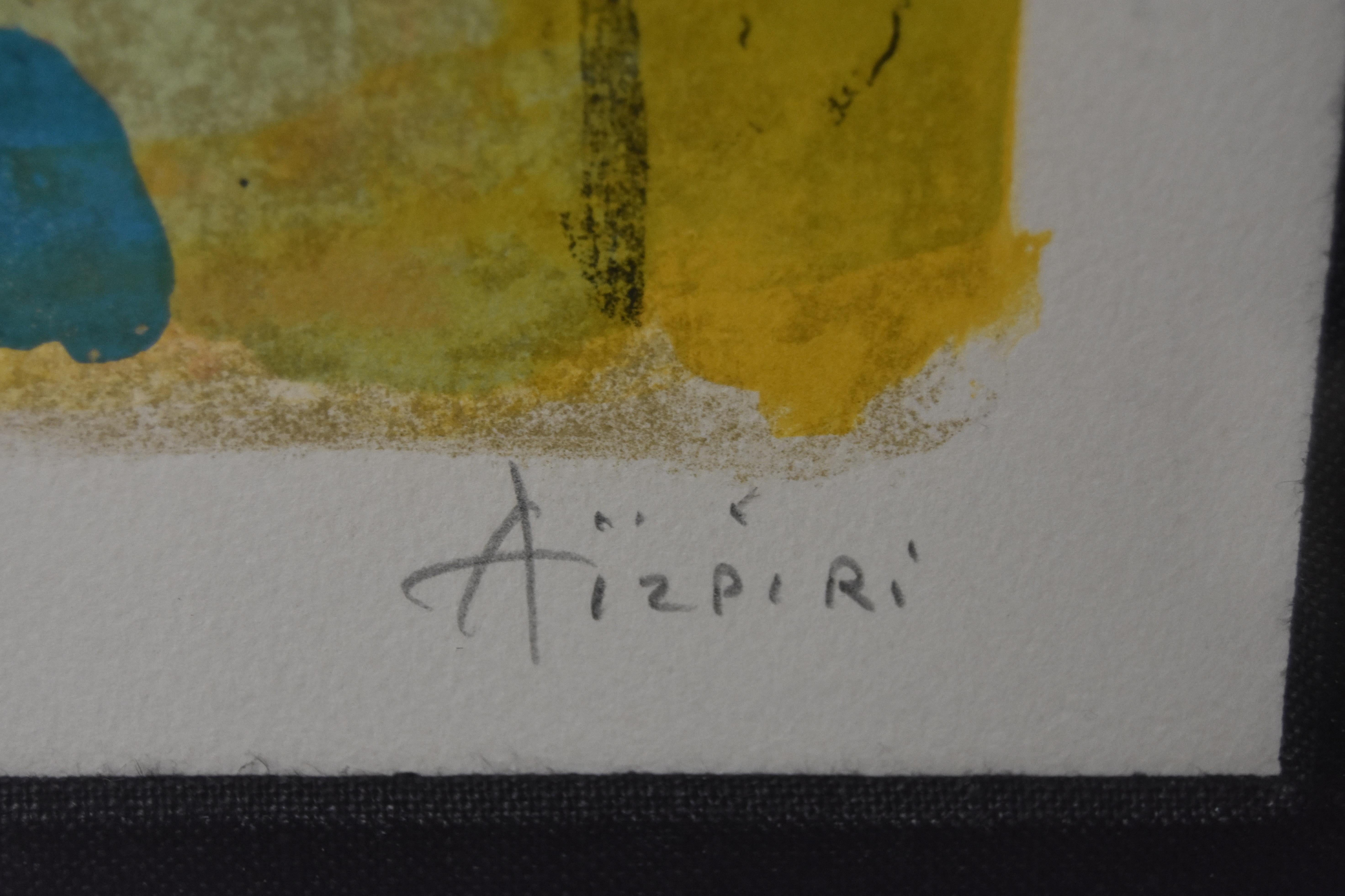 Jean Paul Aizpiri Lithographie Junges Harlekin-Porträt, limitierte Auflage, signiert und nummeriert (Papier) im Angebot