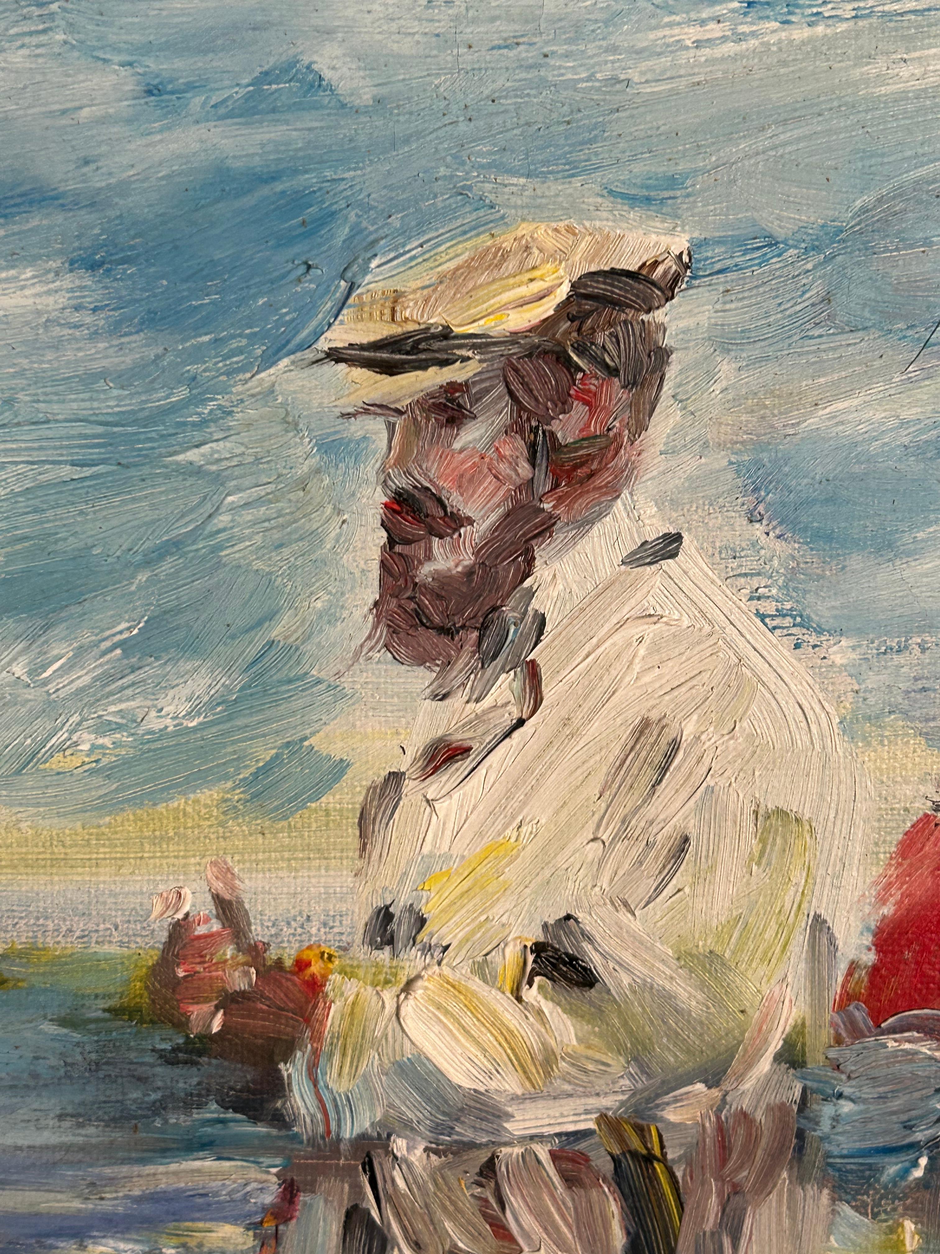 Hand-Painted Paul Alan Williams “Beach Walk” oil on canvas Connecticut For Sale