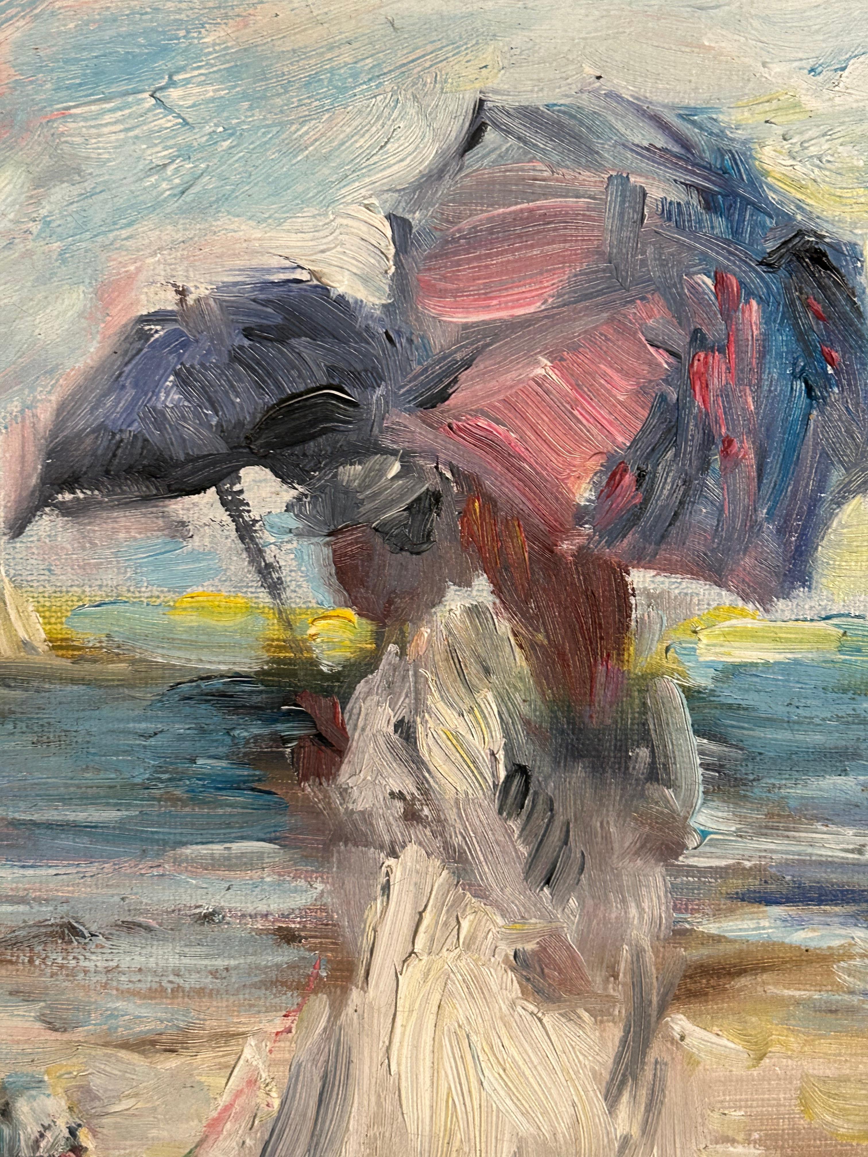 Paul Alan Williams “Beach Walk” oil on canvas Connecticut In Good Condition For Sale In Woodbury, CT