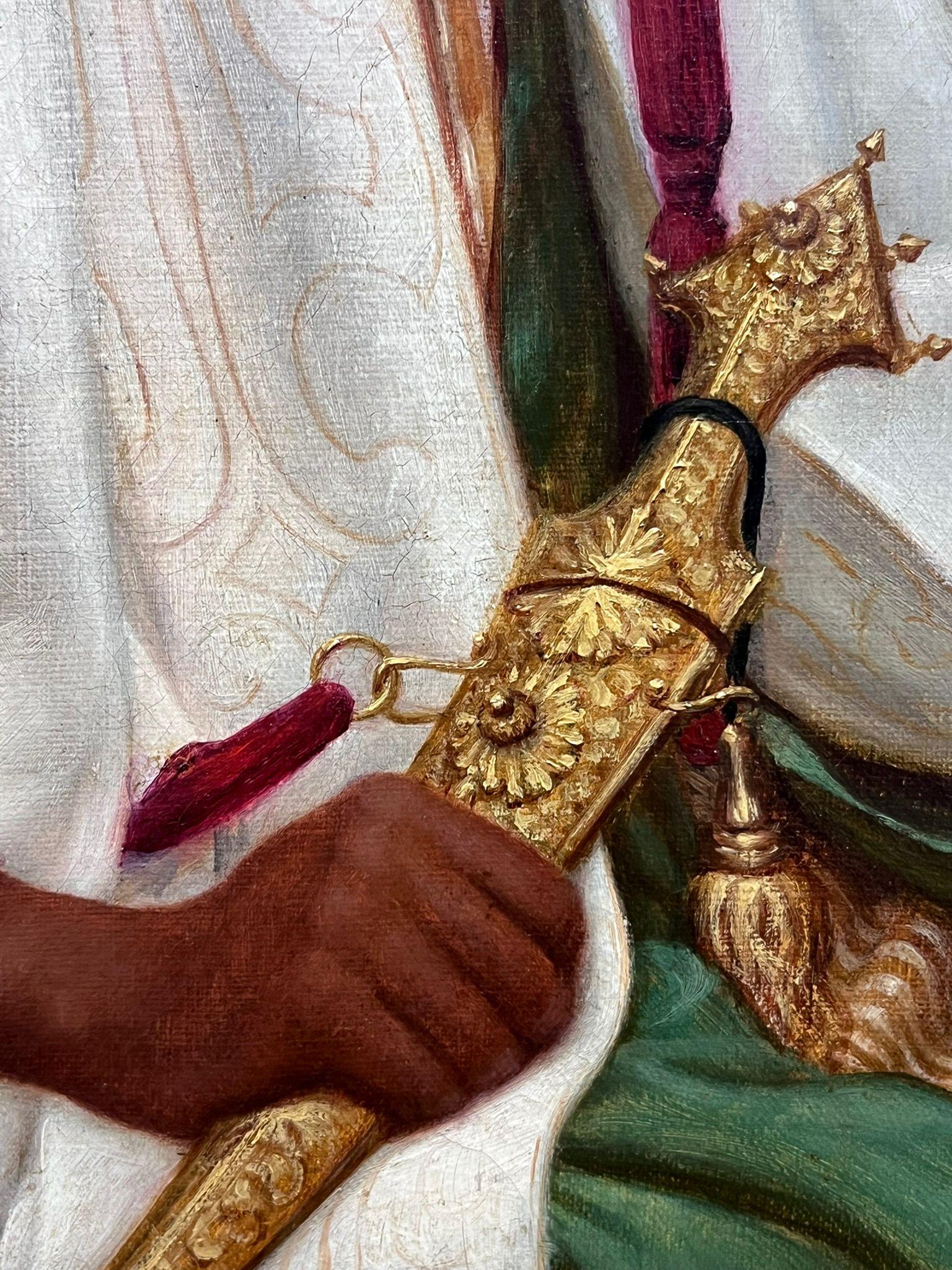 Regal Portrait of African Nobleman 19th Century French Orientalist Oil Painting 3