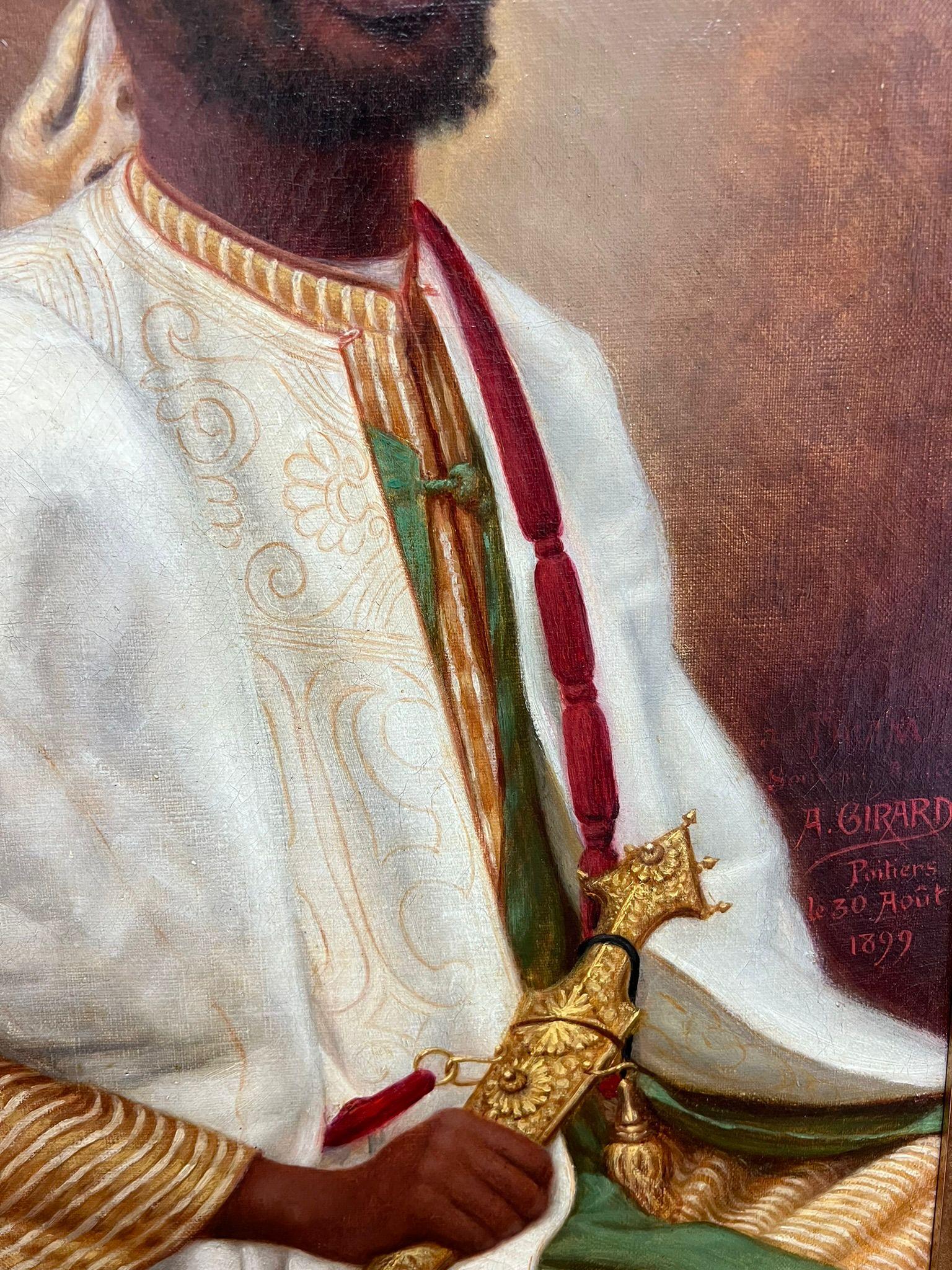 Regal Portrait of African Nobleman 19th Century French Orientalist Oil Painting 4