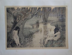 Antique Bath of the Nymphs - Original lithograph - 1897
