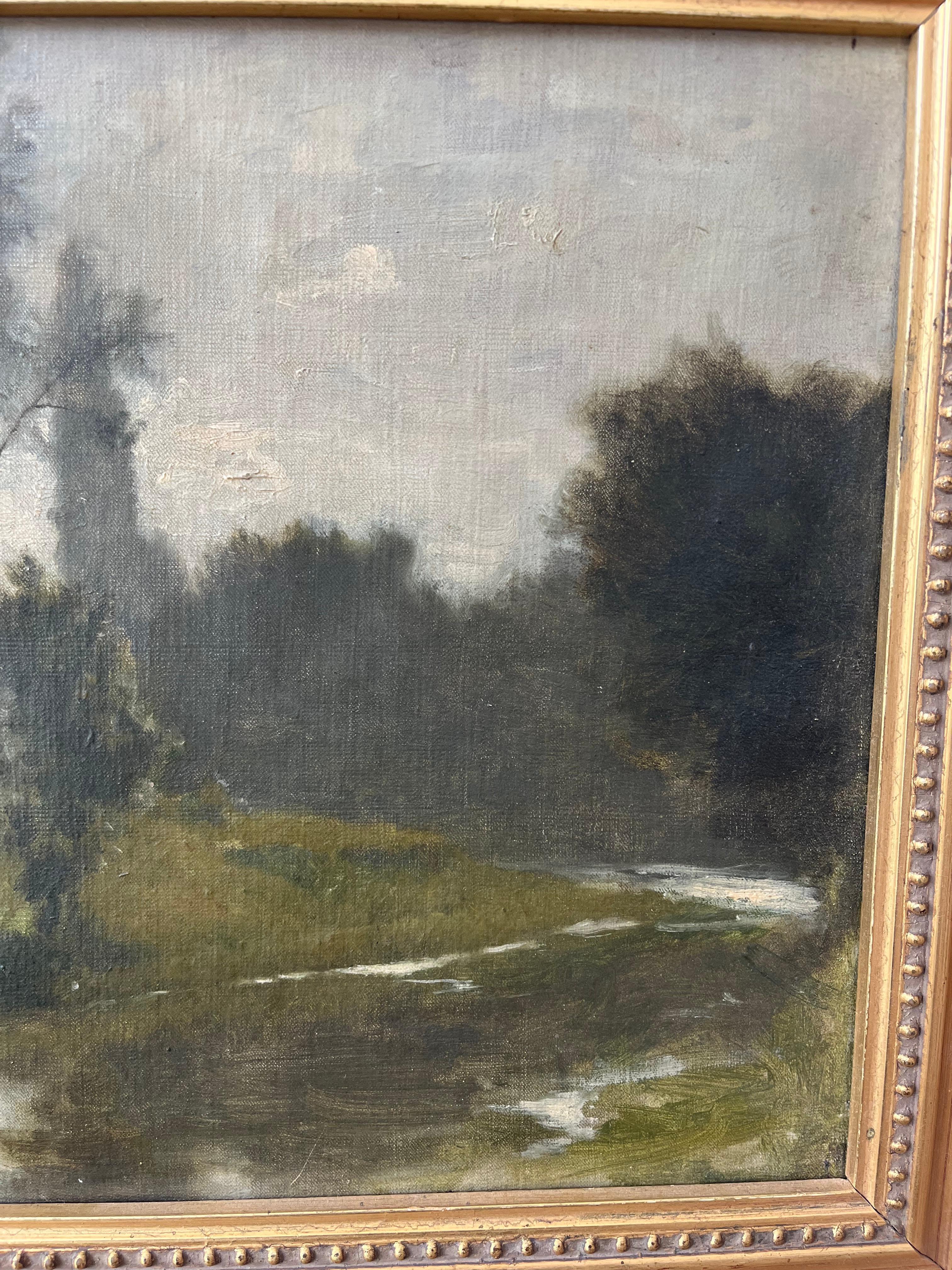 Alfred de Curzon, óleo francés del siglo XIX, paisaje fluvial en venta 2
