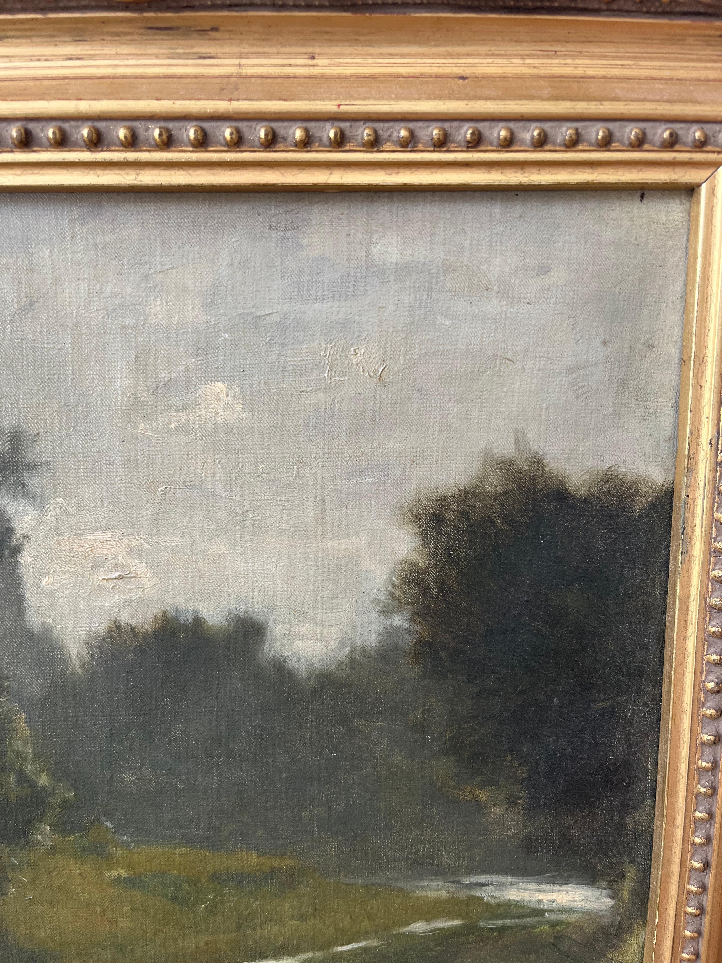 Alfred de Curzon, óleo francés del siglo XIX, paisaje fluvial en venta 3