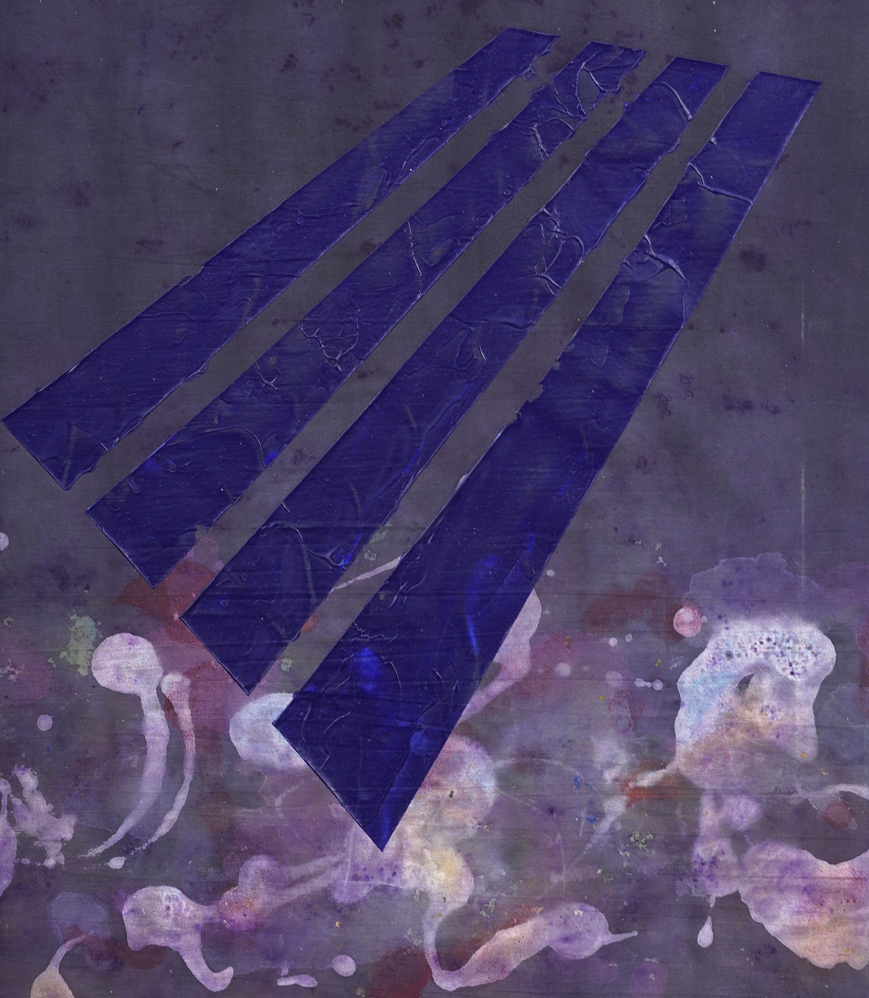 Schön gemaltes surreales nächtliches abstraktes Ölgemälde von Paul Allen Reed (1919 - 2015) .  Tolle Farbe und Komposition.  Gerahmt.  Verso signiert.