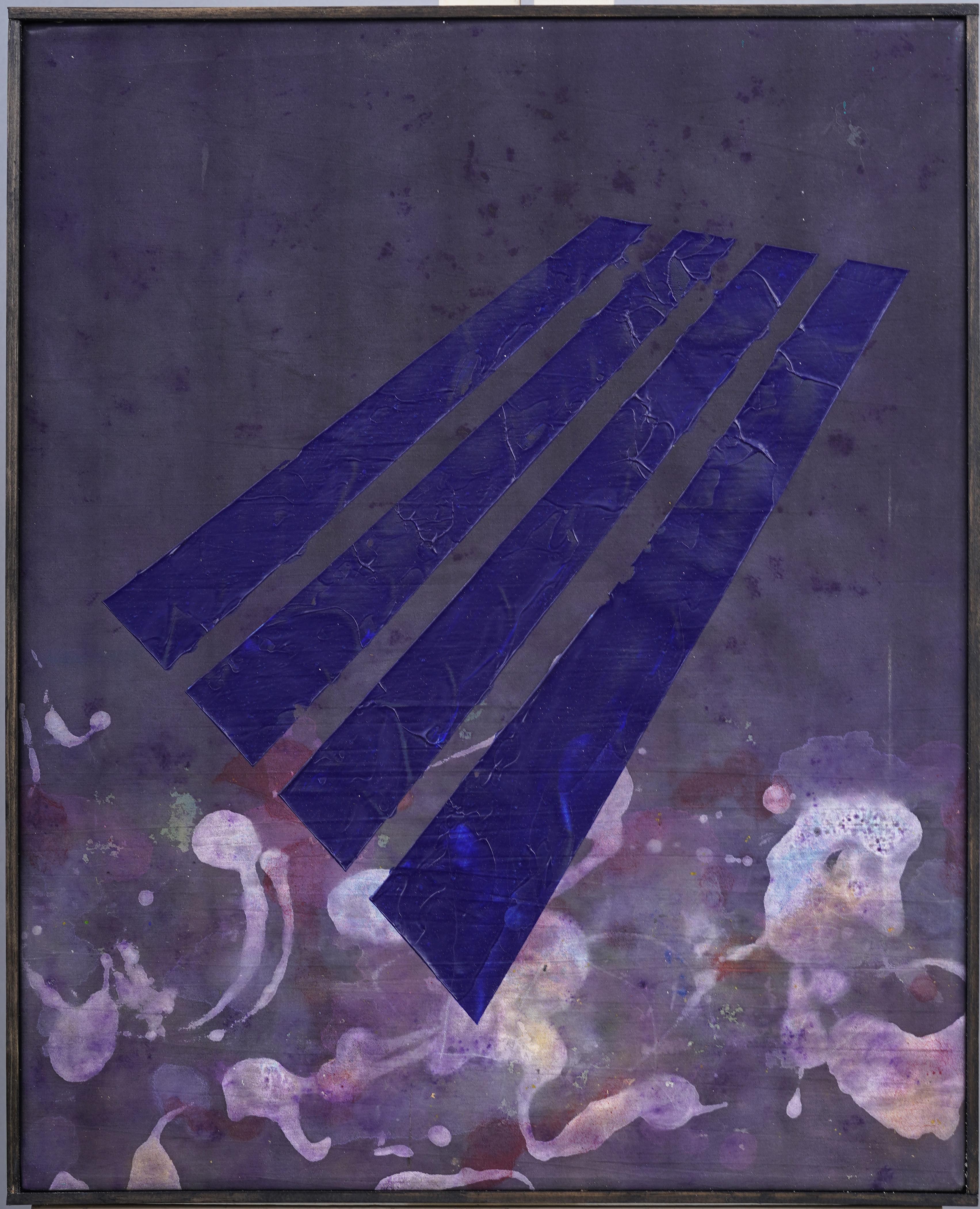Vintage Signed American Surreal Nocturnal Abstract Framed Oil Painting