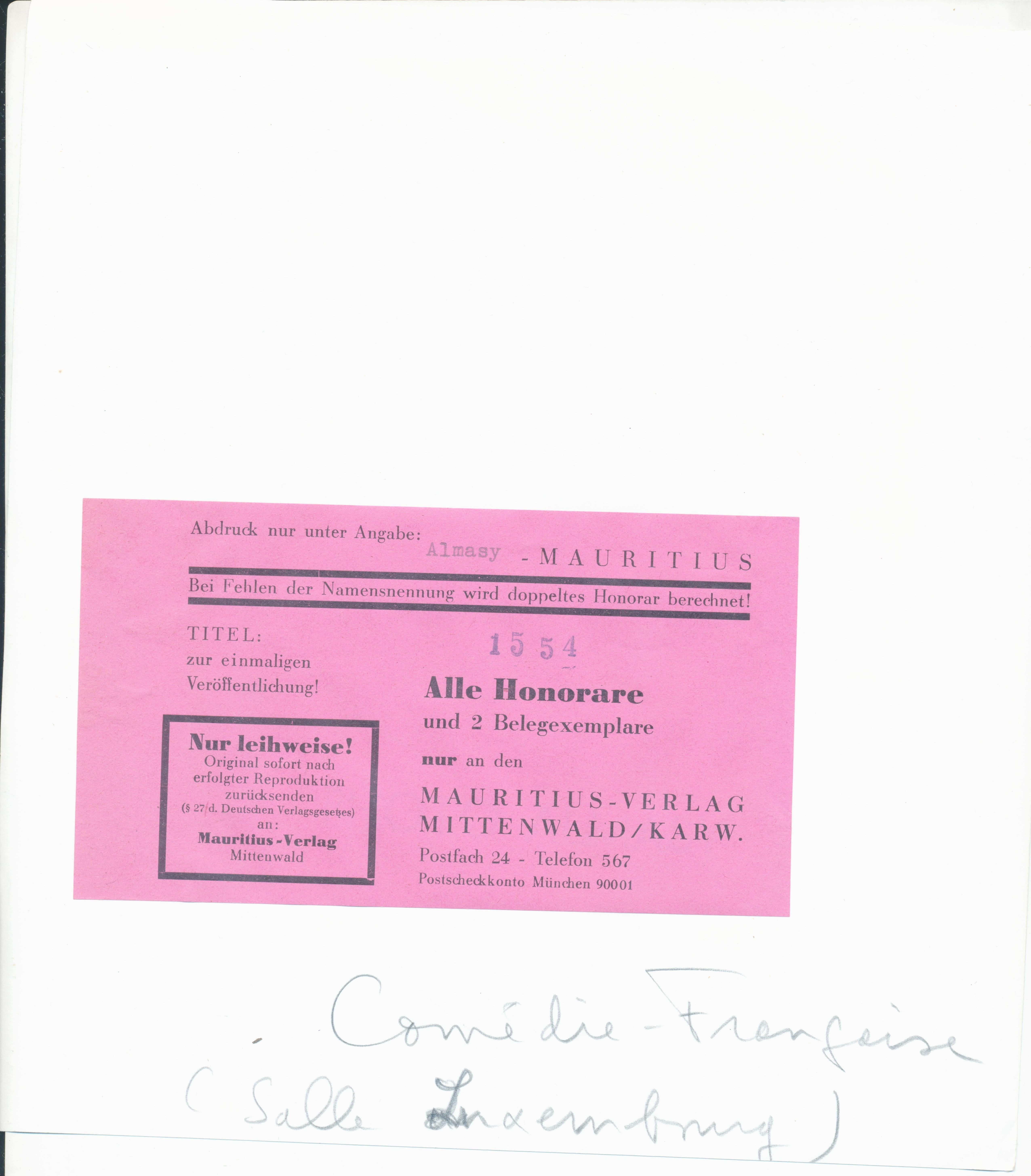 Paul Almasy - La Comédie-Française, Paris, c. 1954 - Original Vintage Print - Photograph by Paul Almásy