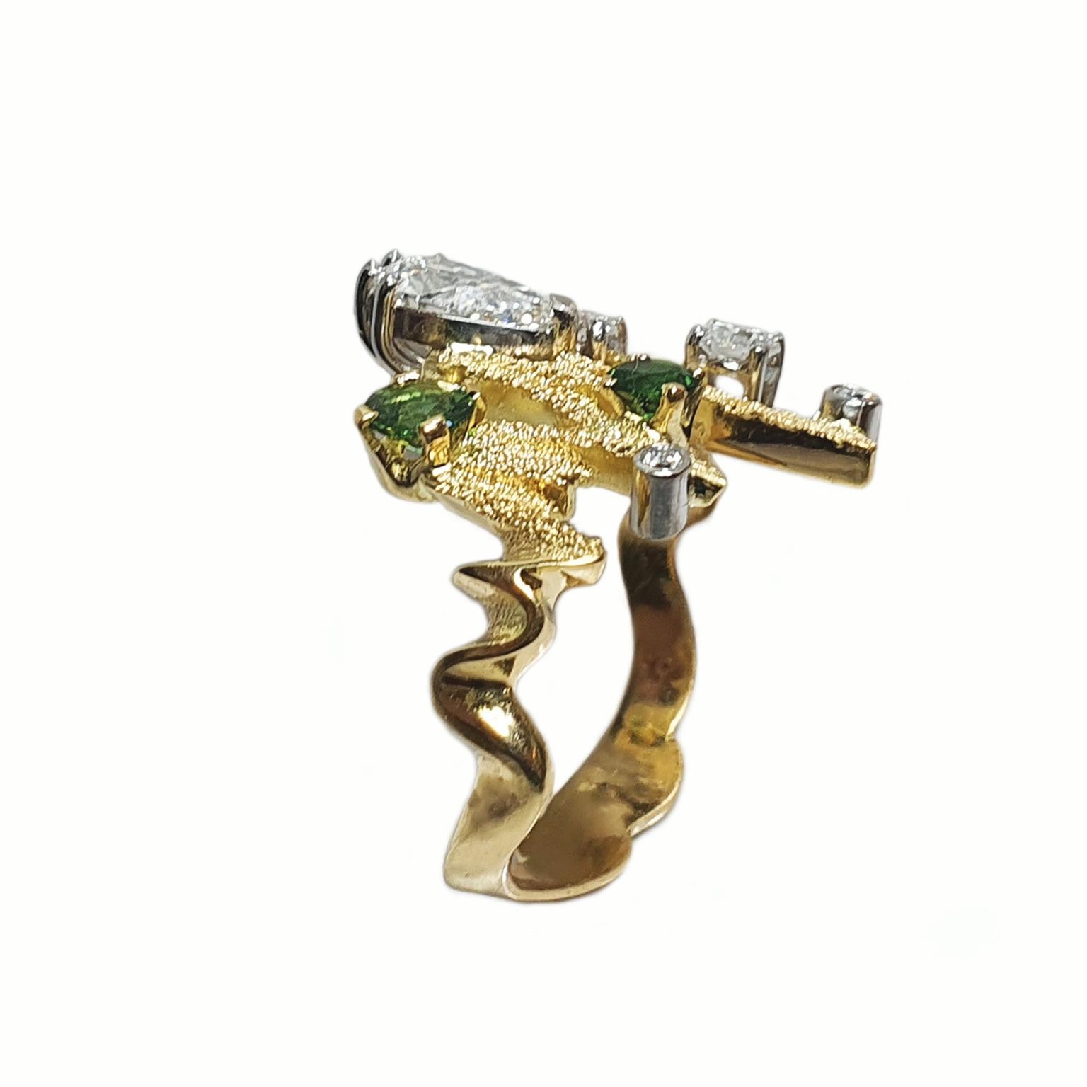 Artisan Paul Amey 18K Gold, Diamond and Chrome Tourmaline 