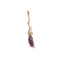 Paul Amey 18k Gold, Diamond and Natural Garnet Earring and Pendant Set