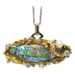 Paul Amey 18k Gold, Diamond and Paua Shell Pendant