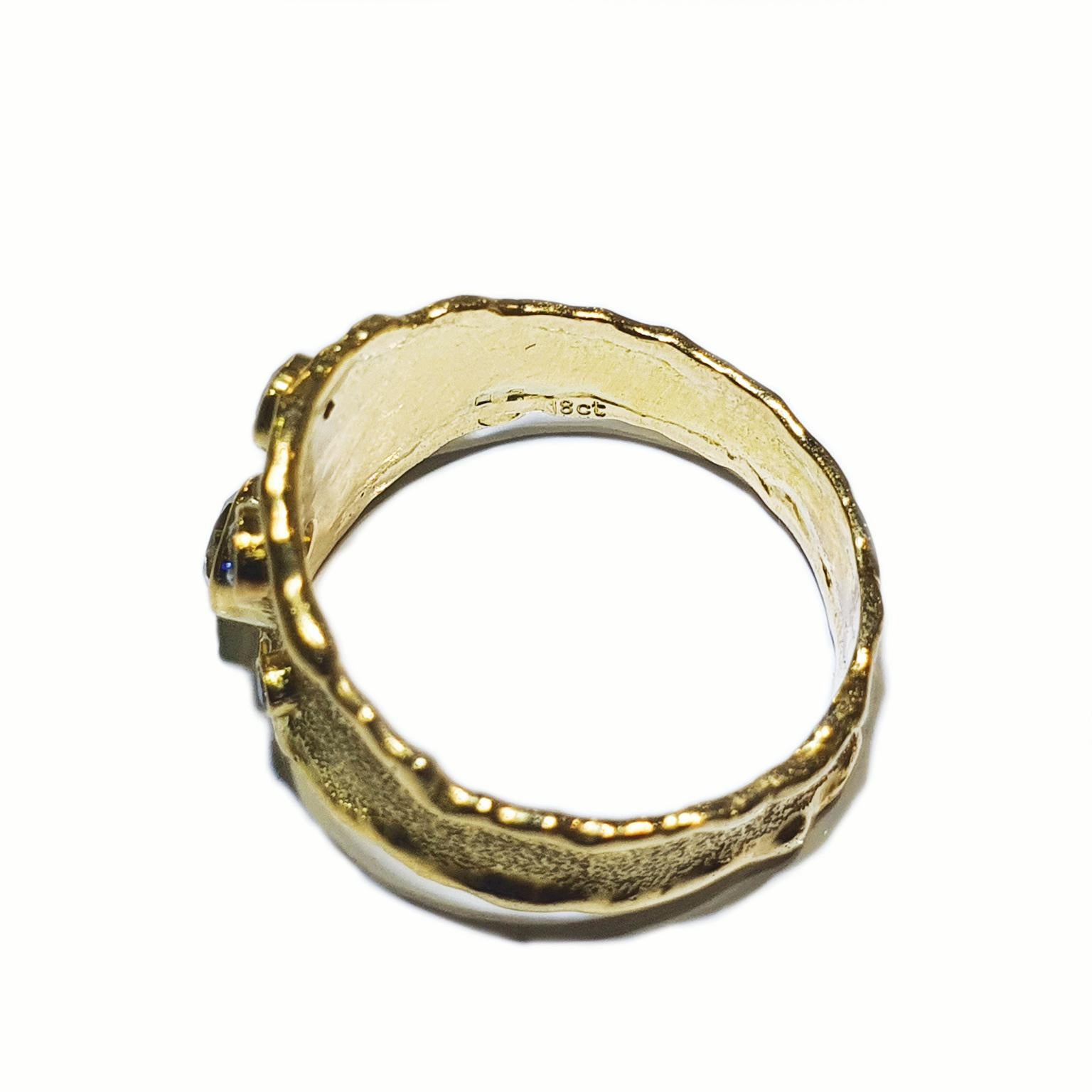 Artisan Paul Amey 18K Gold Molten Edge Argyle Type Diamond Ring For Sale