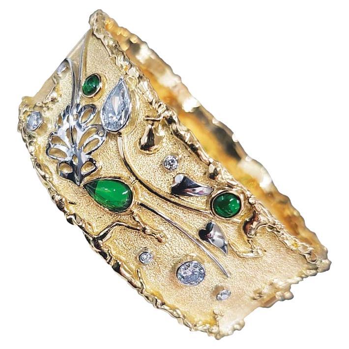 Paul Amey Bracelet jonc en or 18 carats à bord Molten Edge Tsavorite, tourmaline et diamant en vente